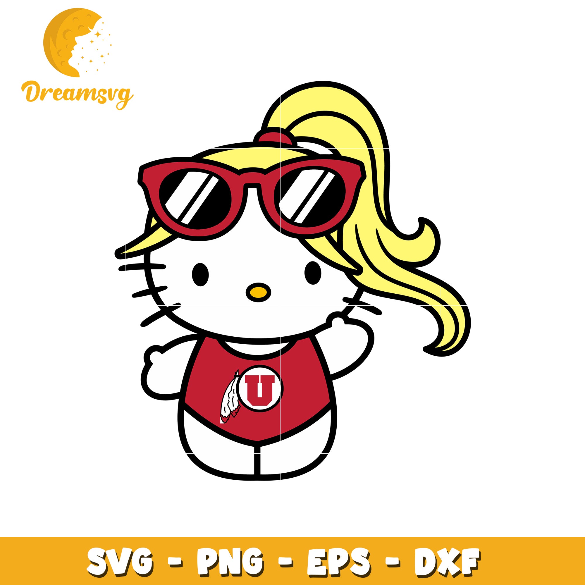 Cute Hello Kitty SVG Design with Sunglasses Girl