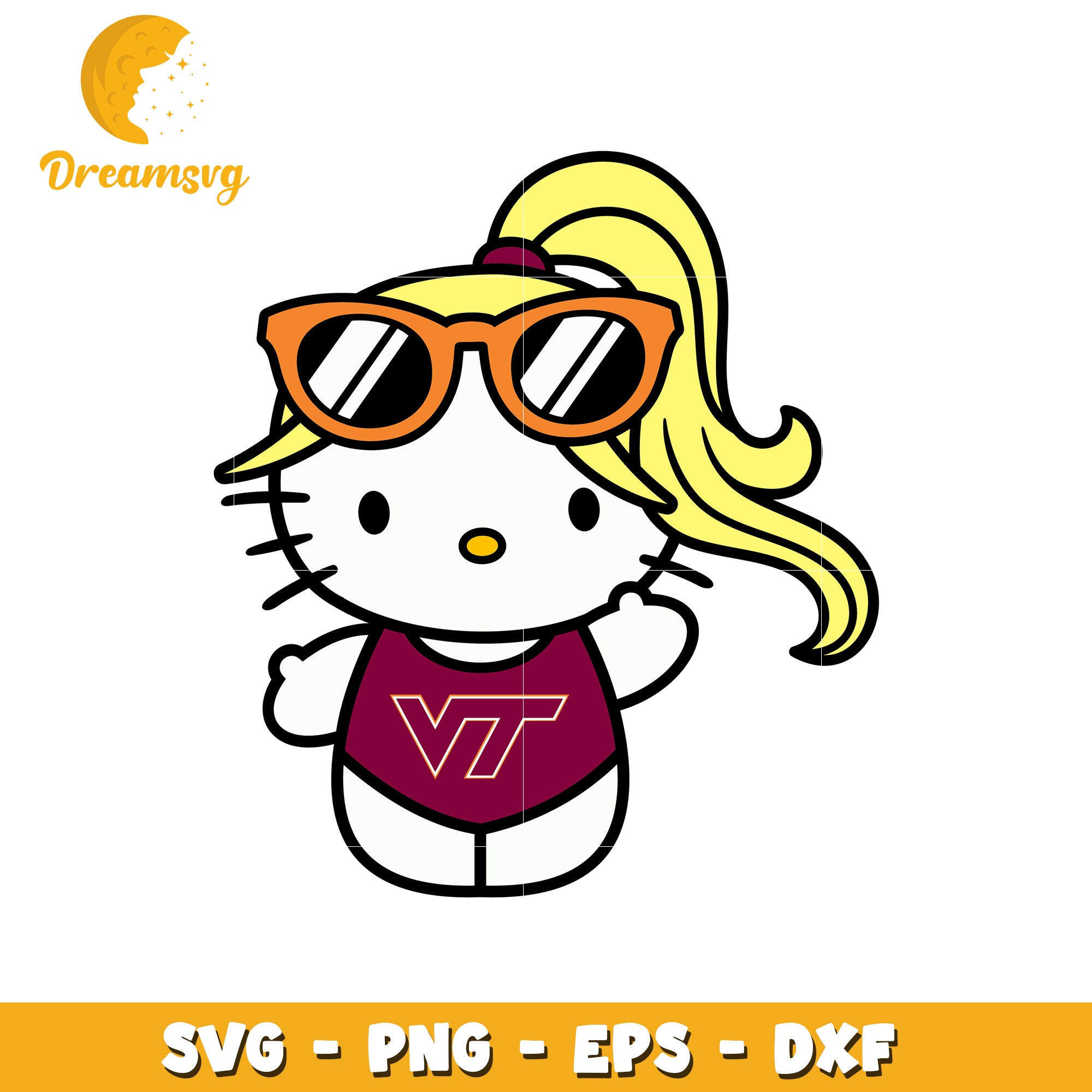 Cute Hello Kitty SVG Design with Sunglasses Kids Art