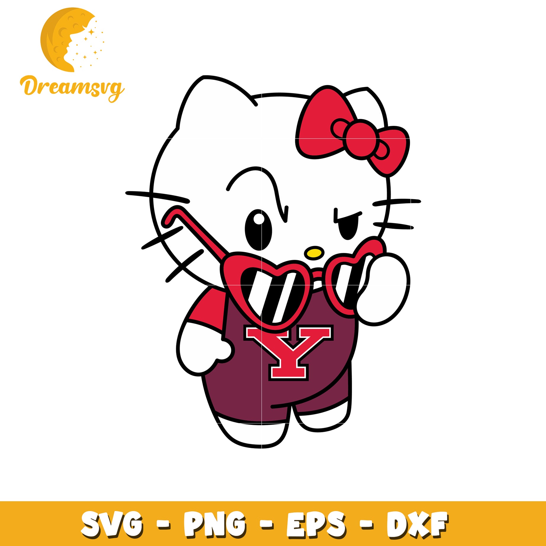Cute Hello Kitty SVG Design with Sunglasses Outfit