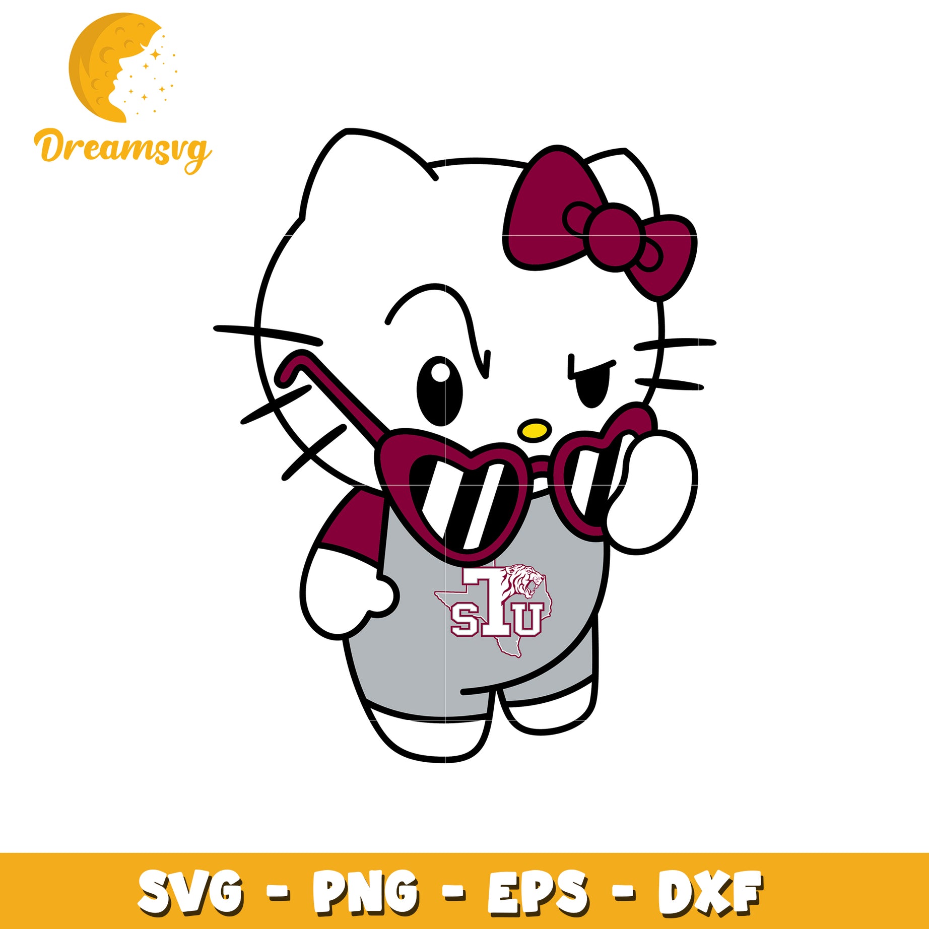 Cute Hello Kitty SVG Design with Sunglasses Style