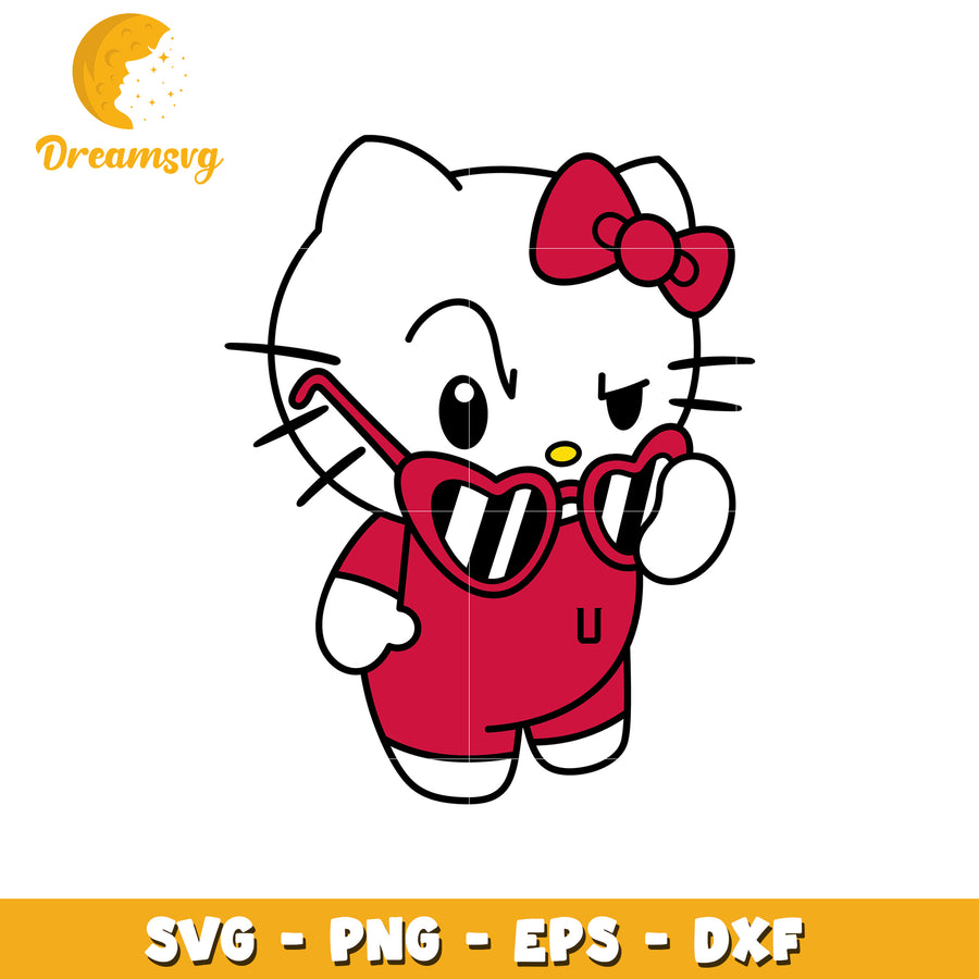 Cute Hello Kitty SVG Design with Sunglasses Style