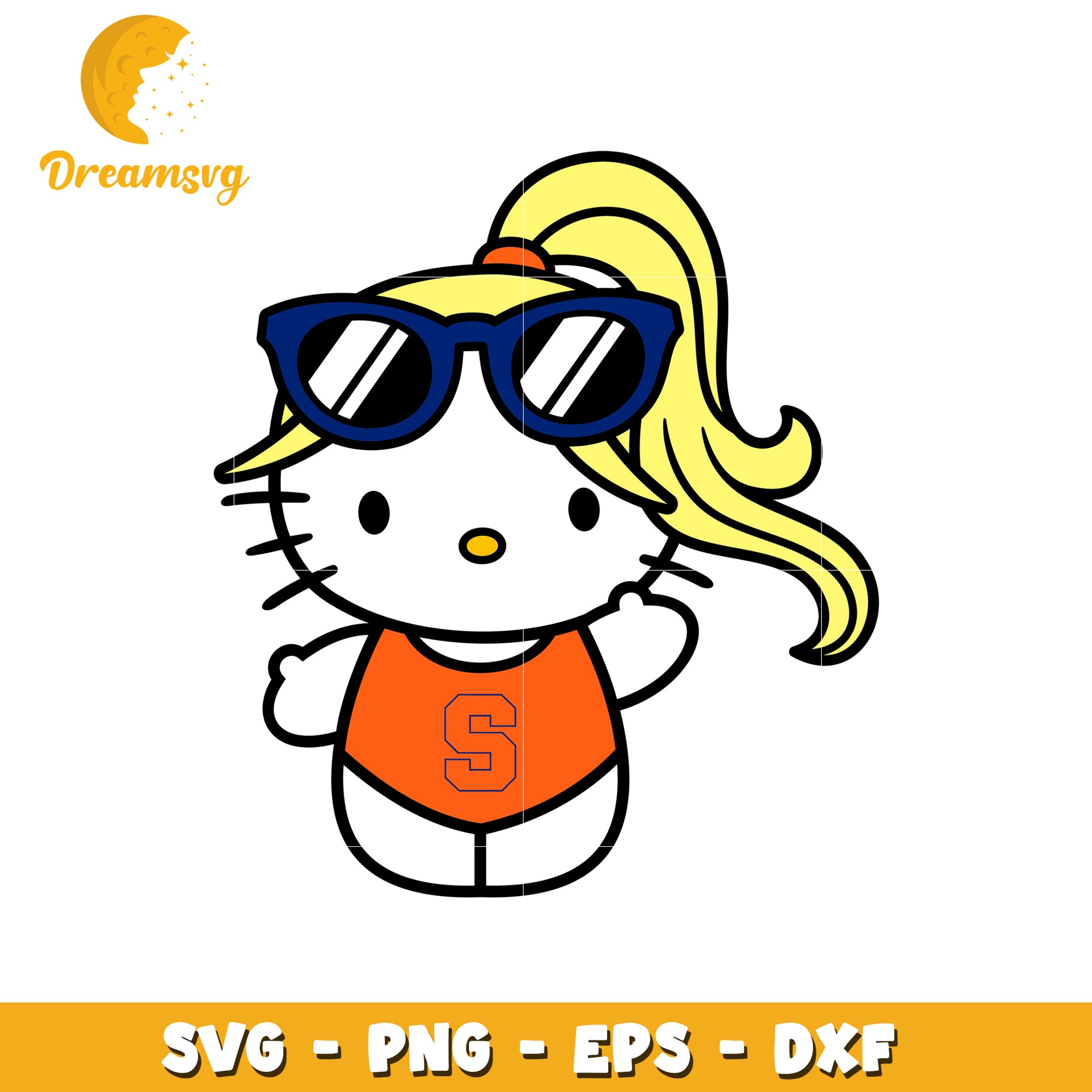 Cute Hello Kitty SVG Design with Sunglasses Theme
