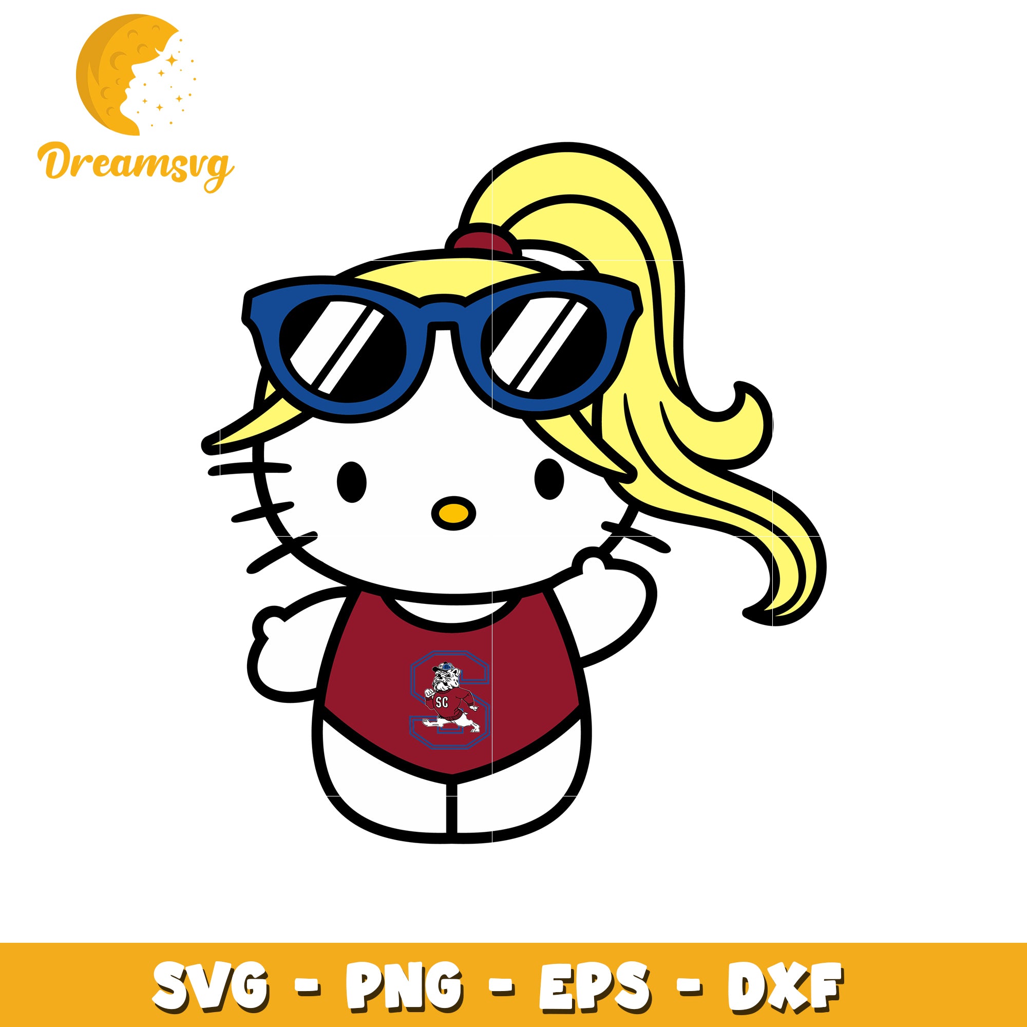 Cute Hello Kitty SVG Design with Sunglasses and Bathing Suit
