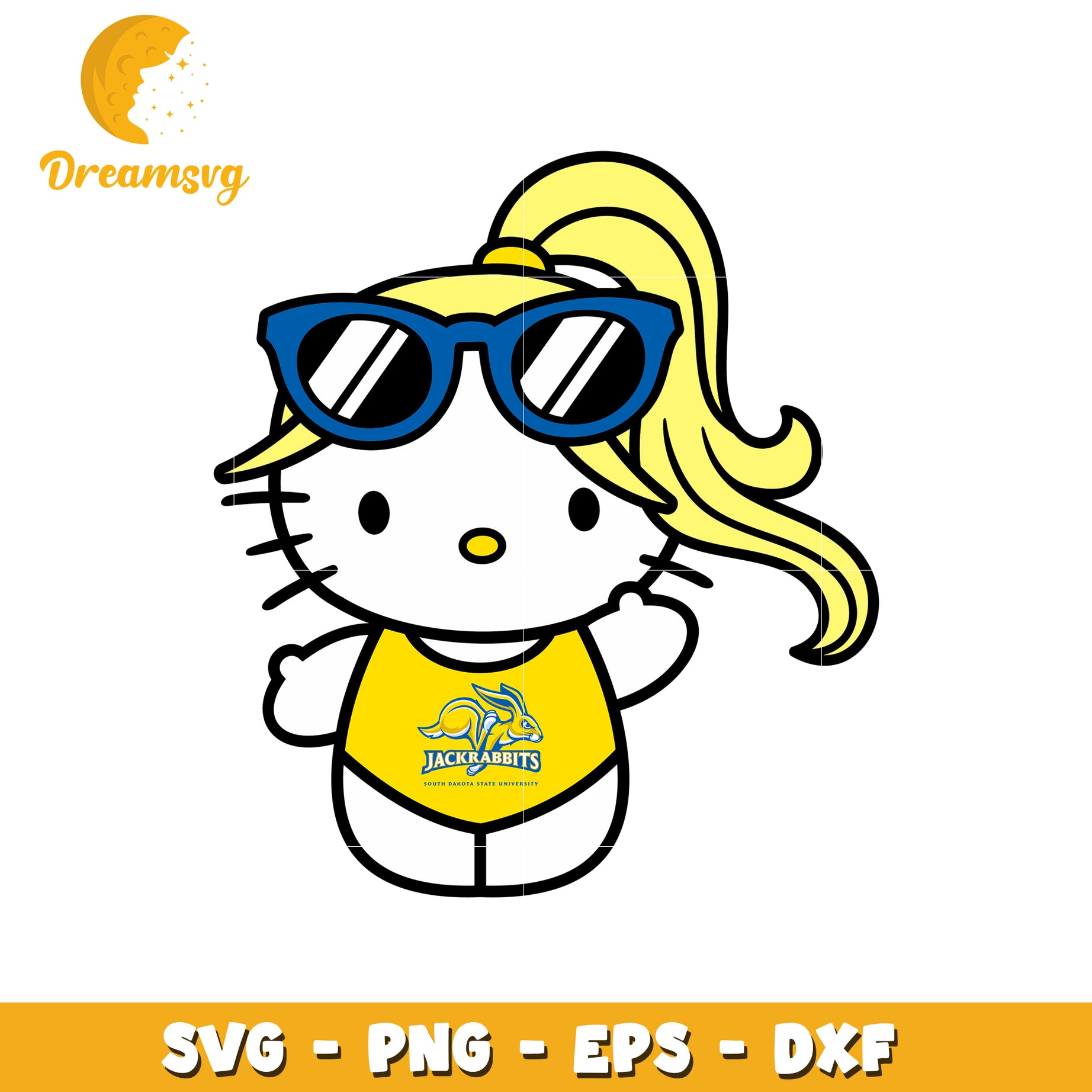 Cute Hello Kitty SVG Design with Sunglasses and Cheer