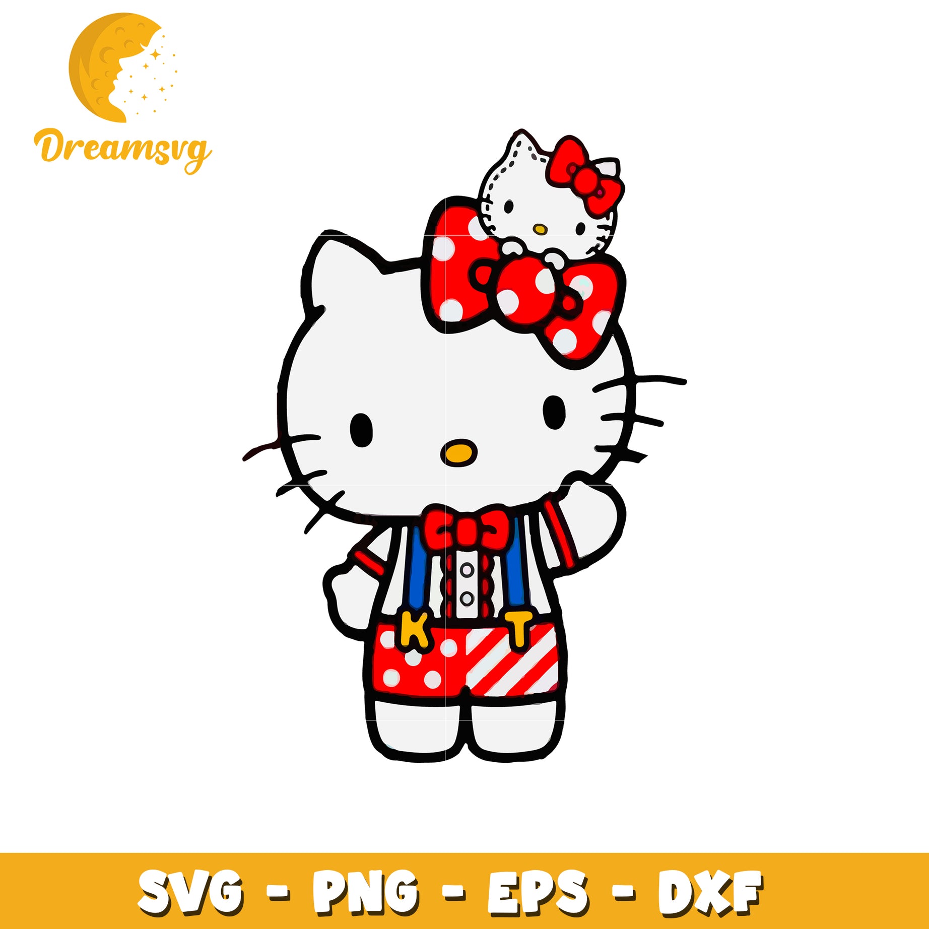 Cute Hello Kitty SVG Graphic with Bow and Bowtie Design Files