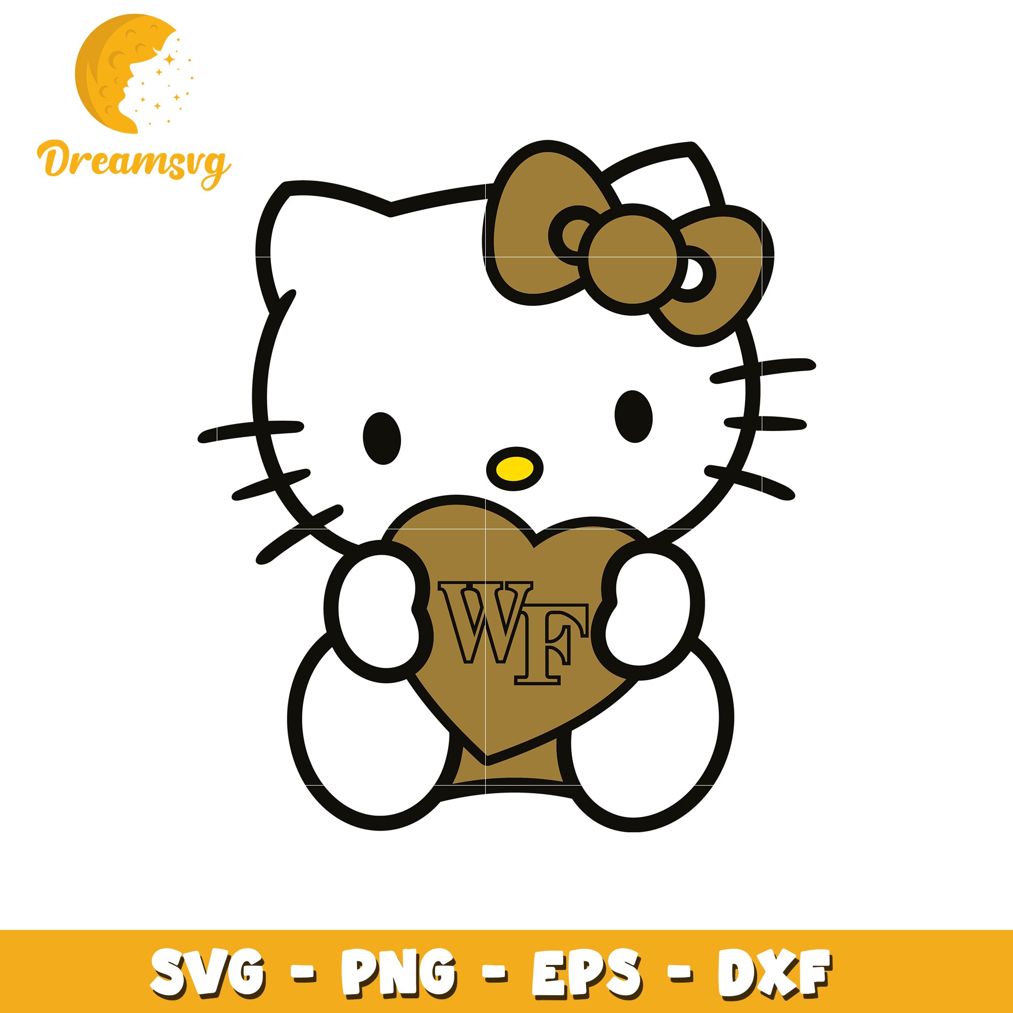 Cute Hello Kitty SVG Heart Design for Crafts