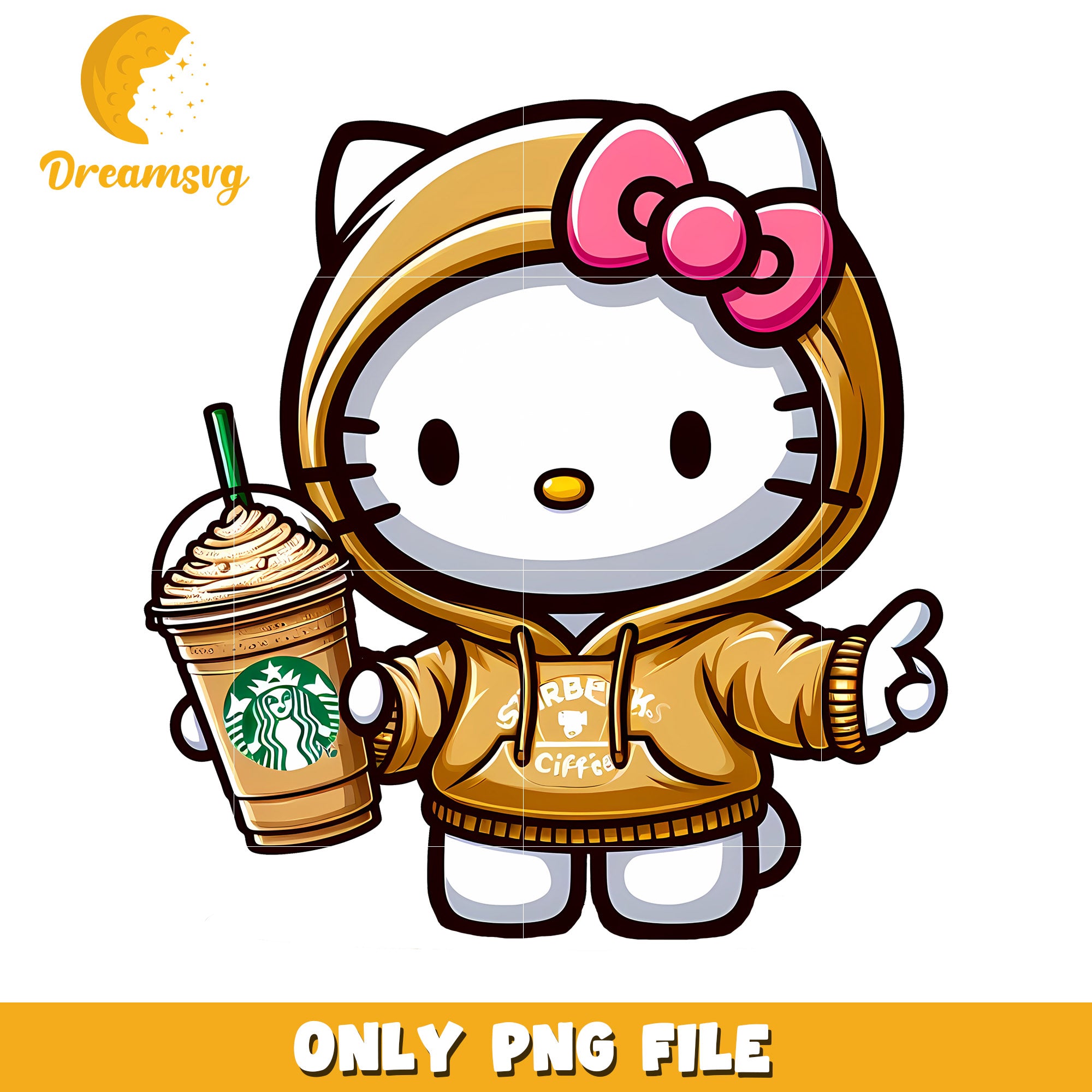 Cute Hello Kitty Starbucks PNG File for Instant Download