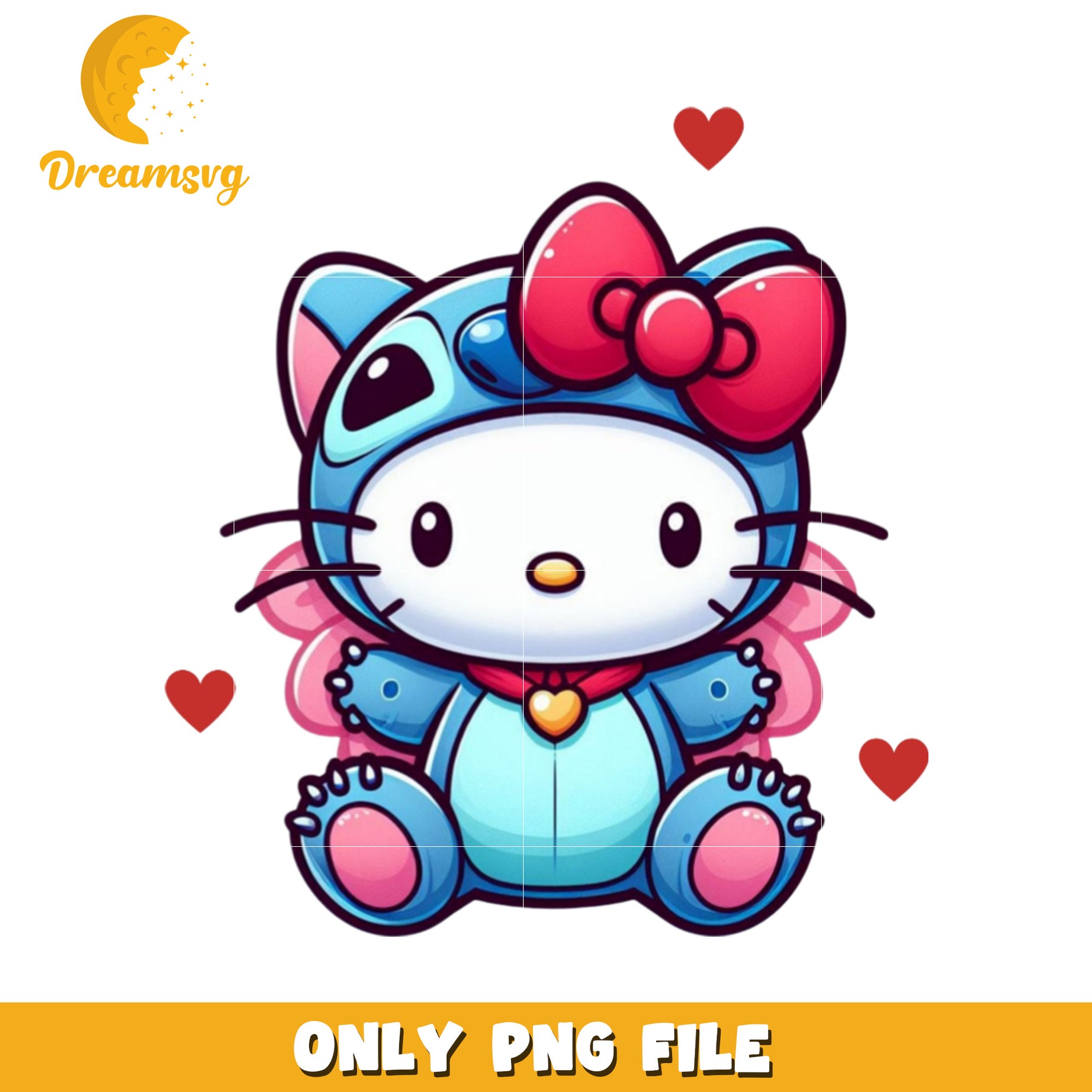 Cute Hello Kitty Stitch PNG