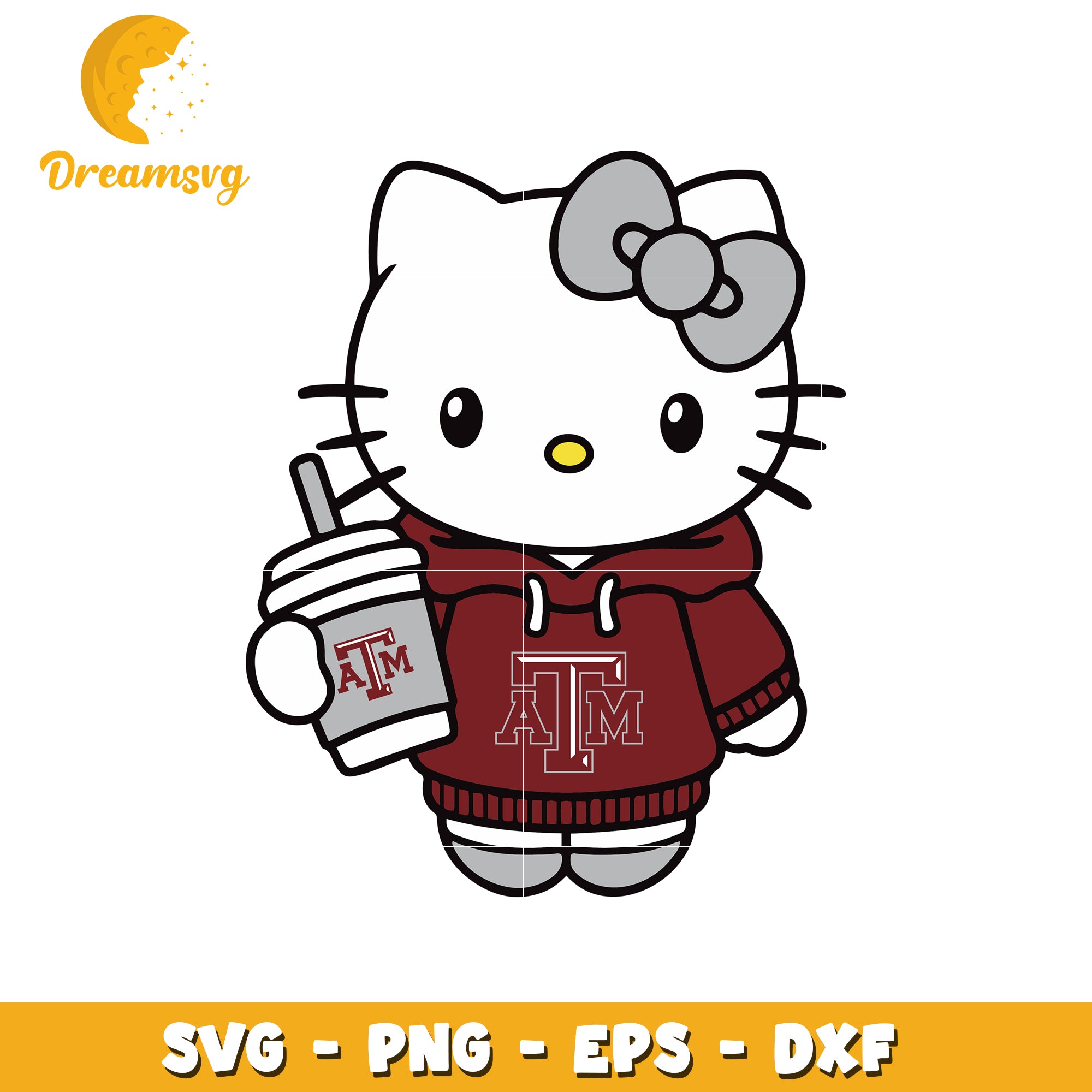 Cute Hello Kitty Texas A&M SVG Design for Crafts