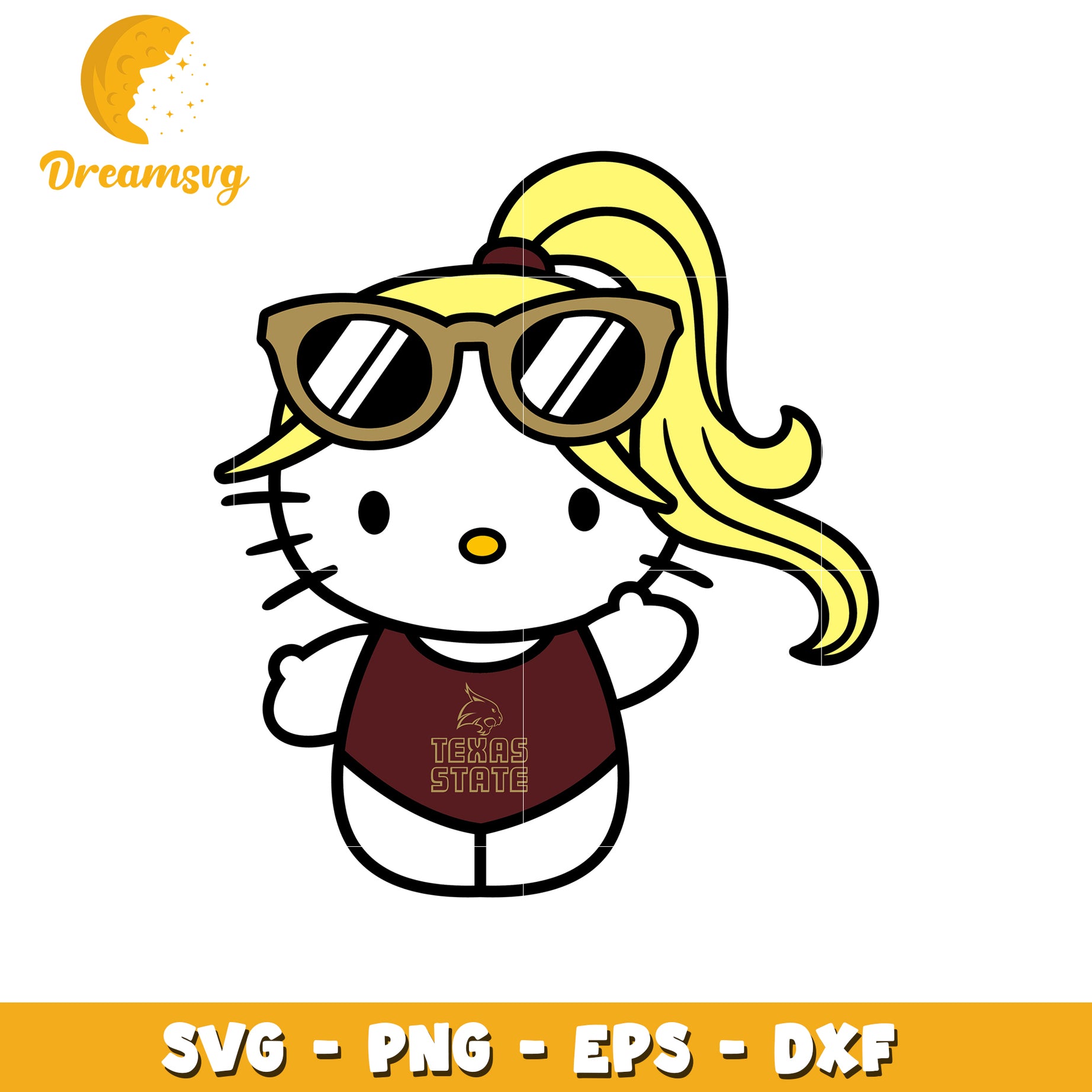 Cute Hello Kitty Texas State SVG Design for Fans