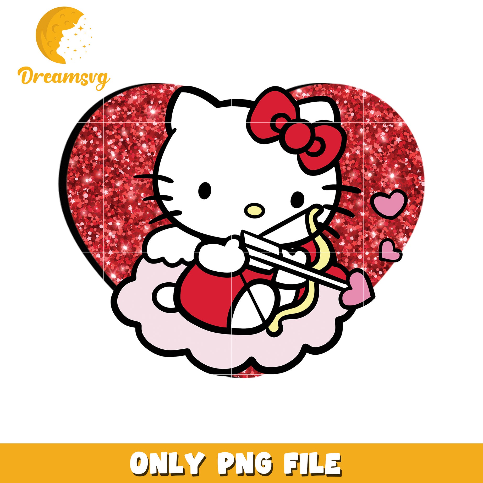 Cute Hello Kitty Valentine Heart PNG Graphic Design