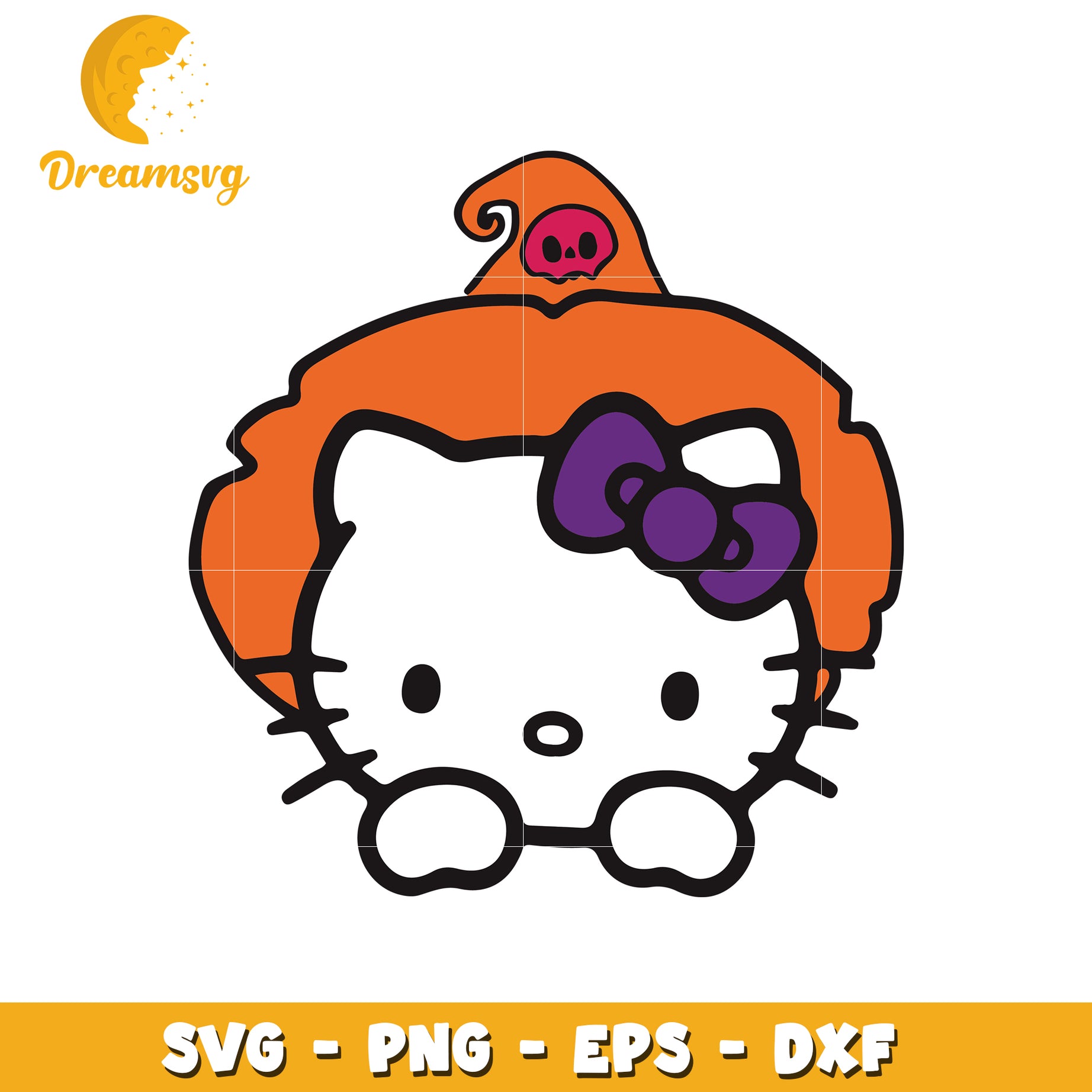 Cute Hello Kitty Witch SVG Halloween Art for Crafting Projects