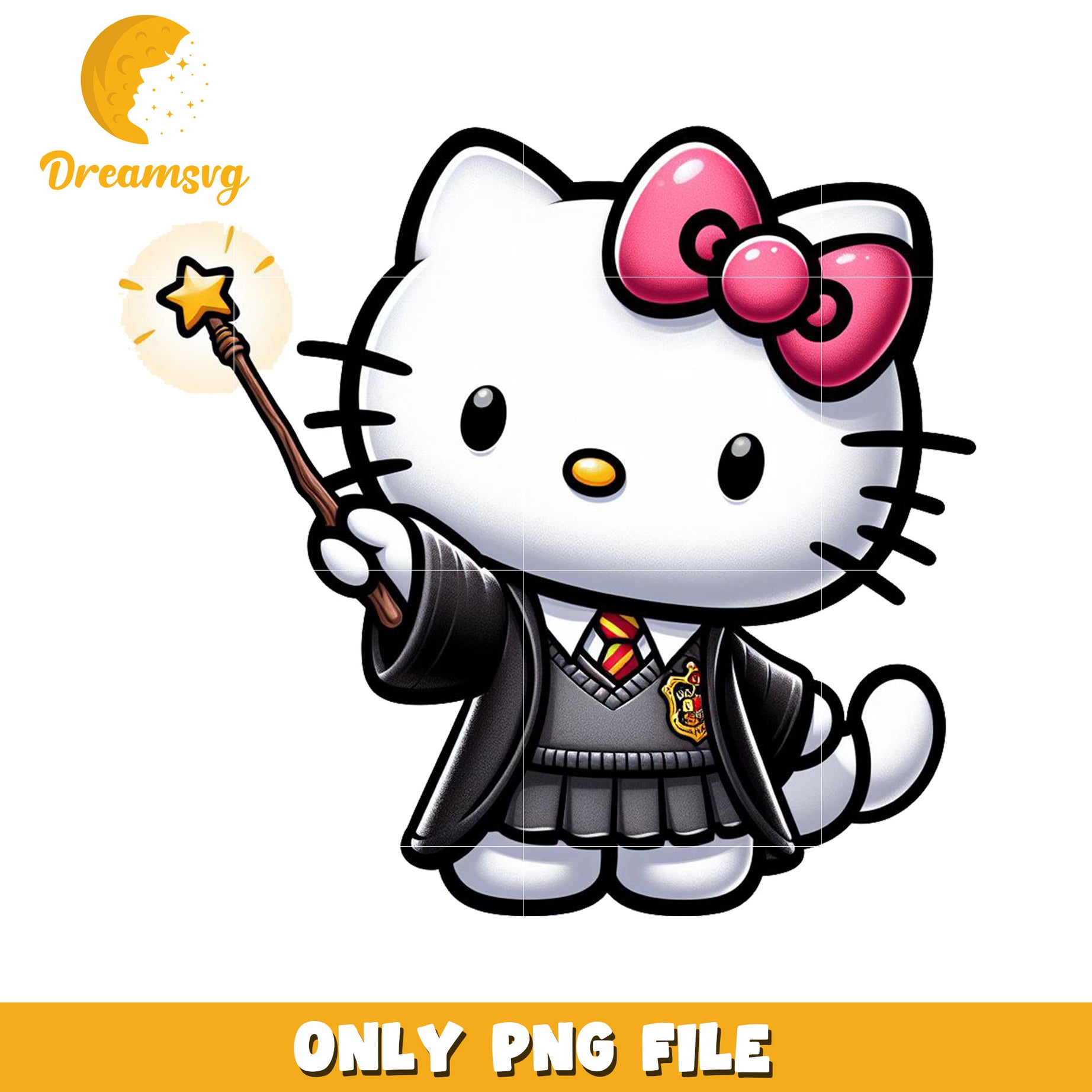 Cute Hello Kitty Wizard PNG Graphic for Kids Crafts and Decor
