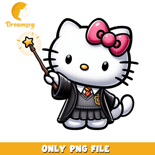 Cute Hello Kitty Wizard PNG Graphic for Kids Crafts and Decor