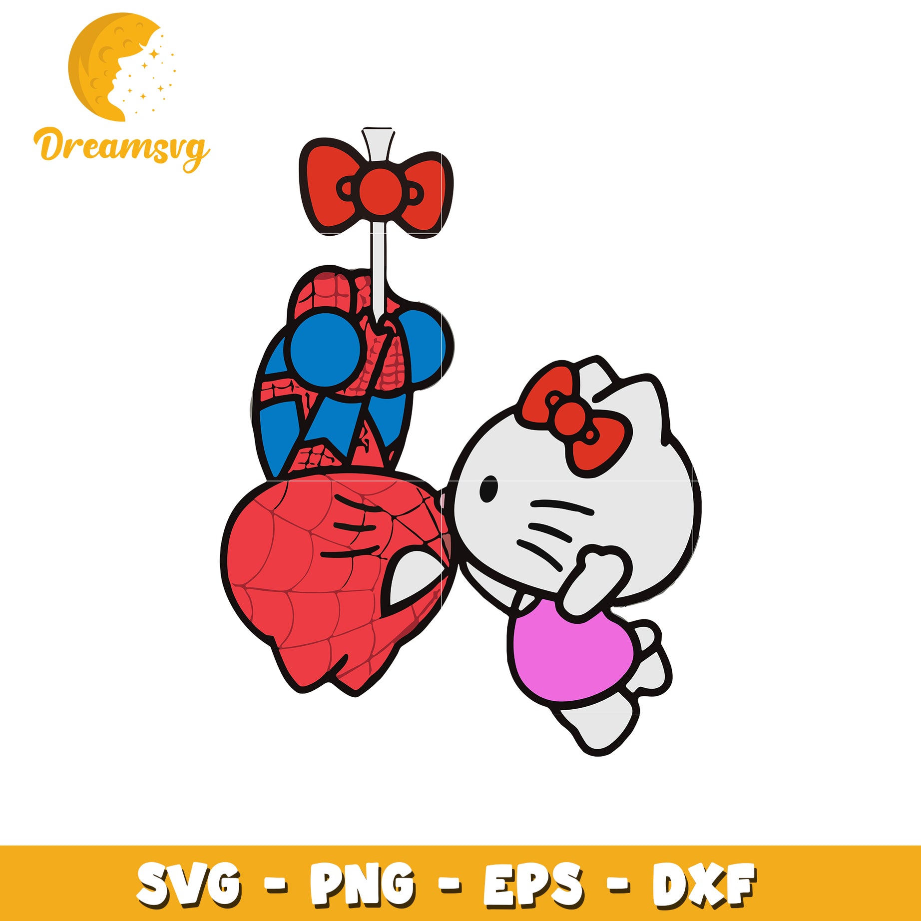 Cute Hello Kitty and Spiderman SVG Clipart for Crafting Fun