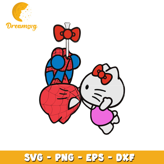 Cute Hello Kitty and Spiderman SVG Clipart for Crafting Fun
