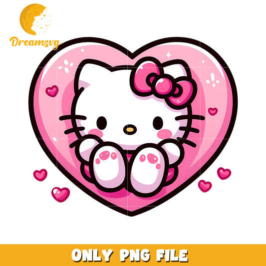 Cute Hello Kitty in Heart PNG File for DIY Crafts and Projects