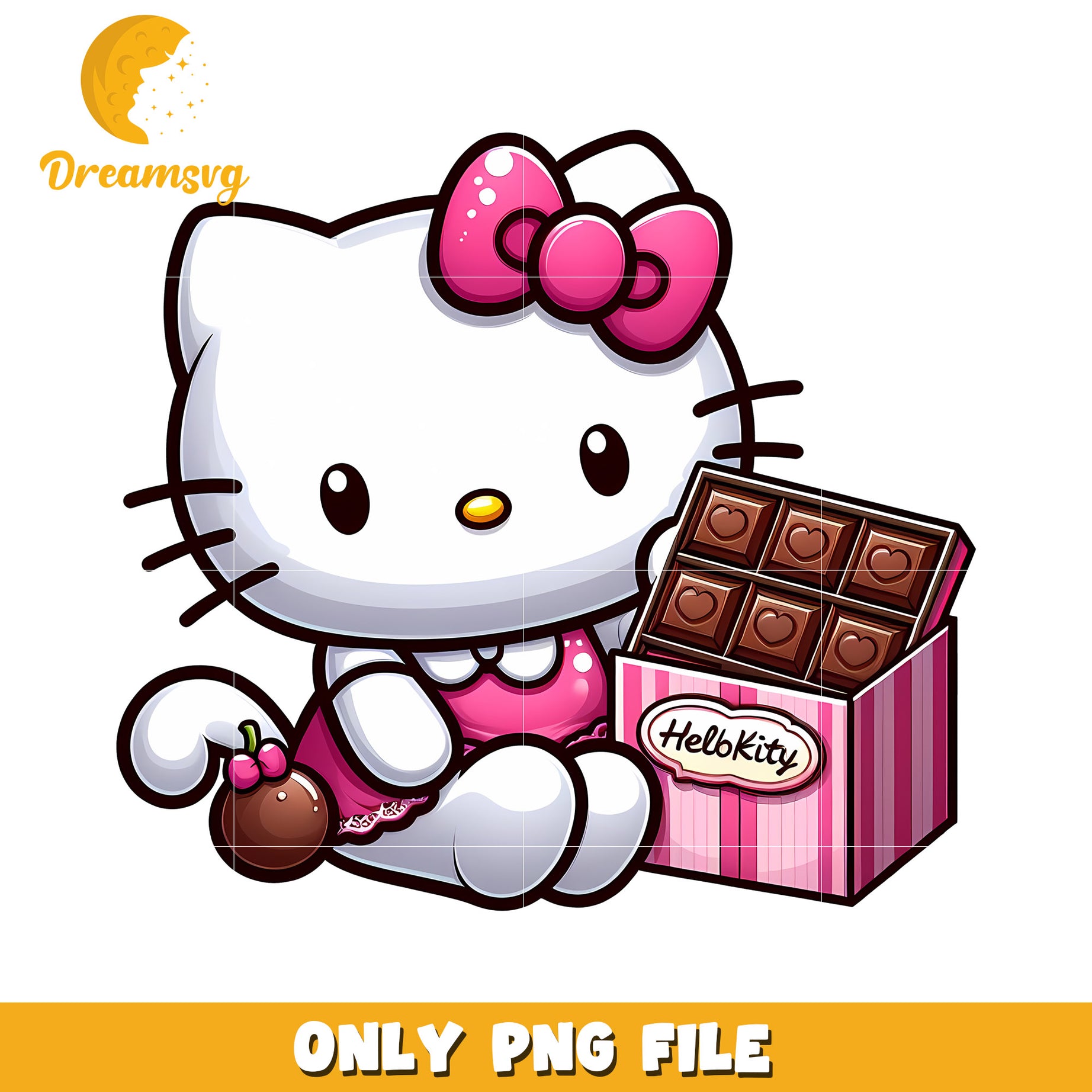 Cute Hello Kitty with Chocolates PNG File for Crafts and Decor