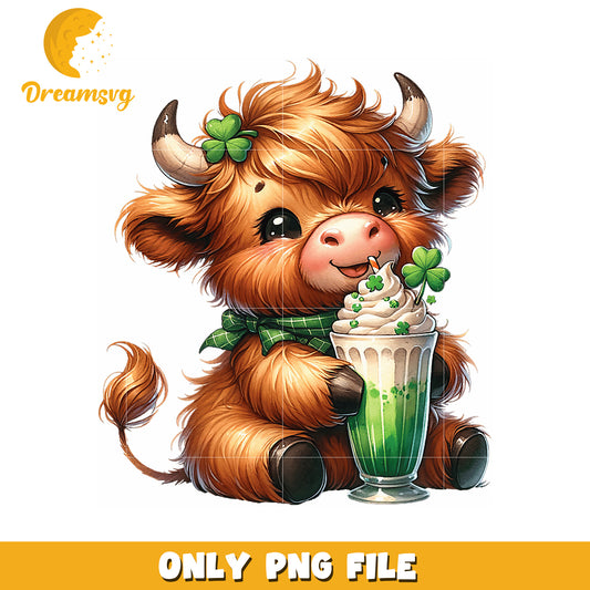 Cute Highland Cow PNG St Patricks Day