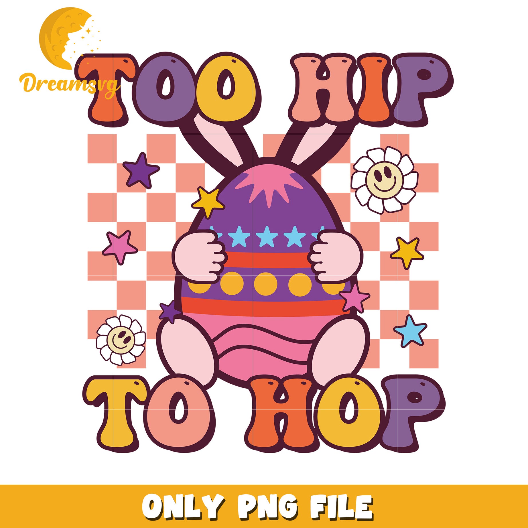 Cute Hip Easter Bunny PNG Graphic for Spring Designs