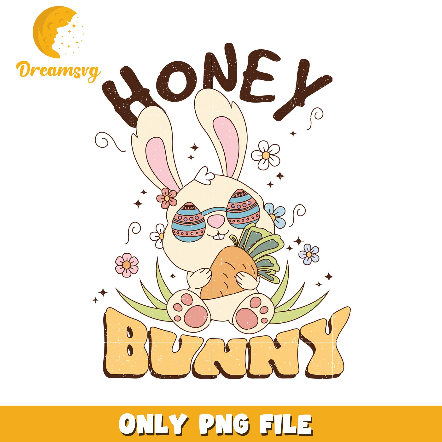 Cute Honey Bunny with Carrot Easter Design PNG File