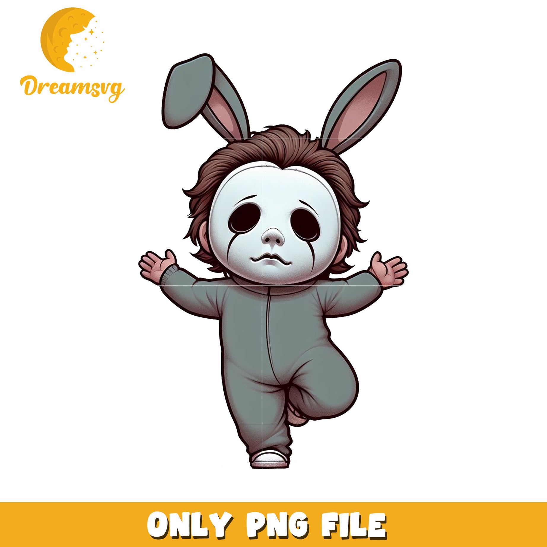 Cute Horror Bunny Character PNG File for Design Projects