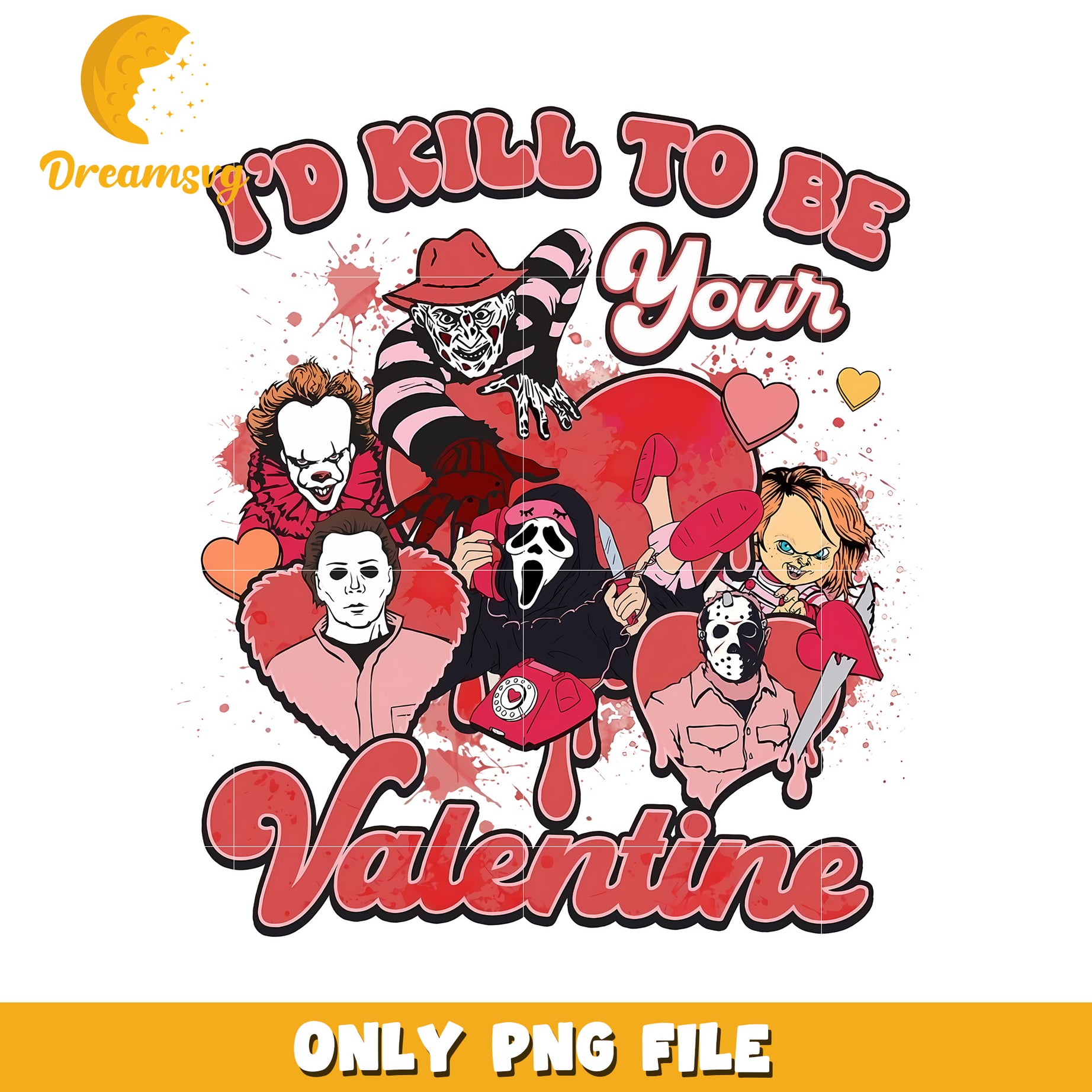 Cute Horror Valentine Graphic PNG for Spooky Lovers