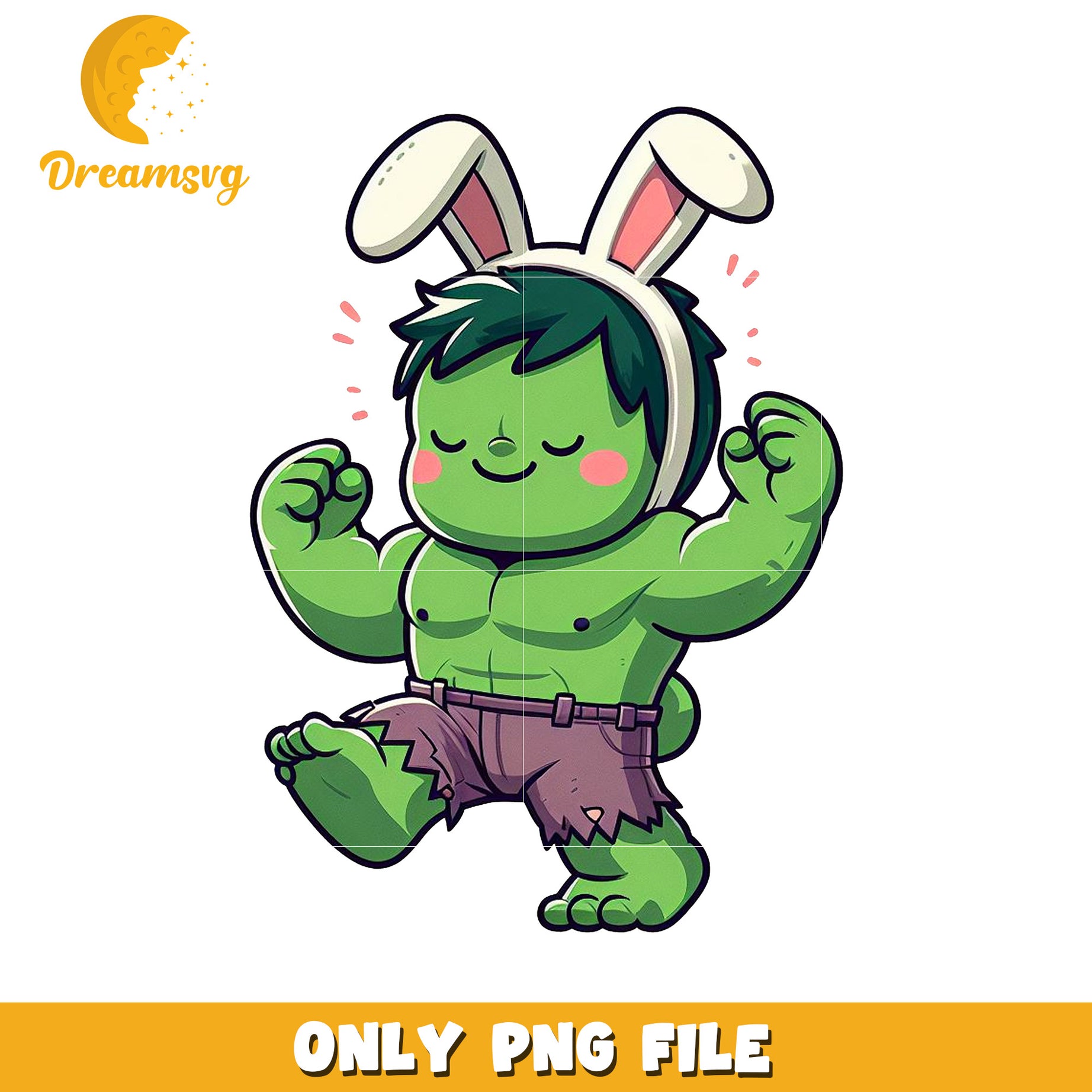 Cute Hulk Easter Bunny PNG