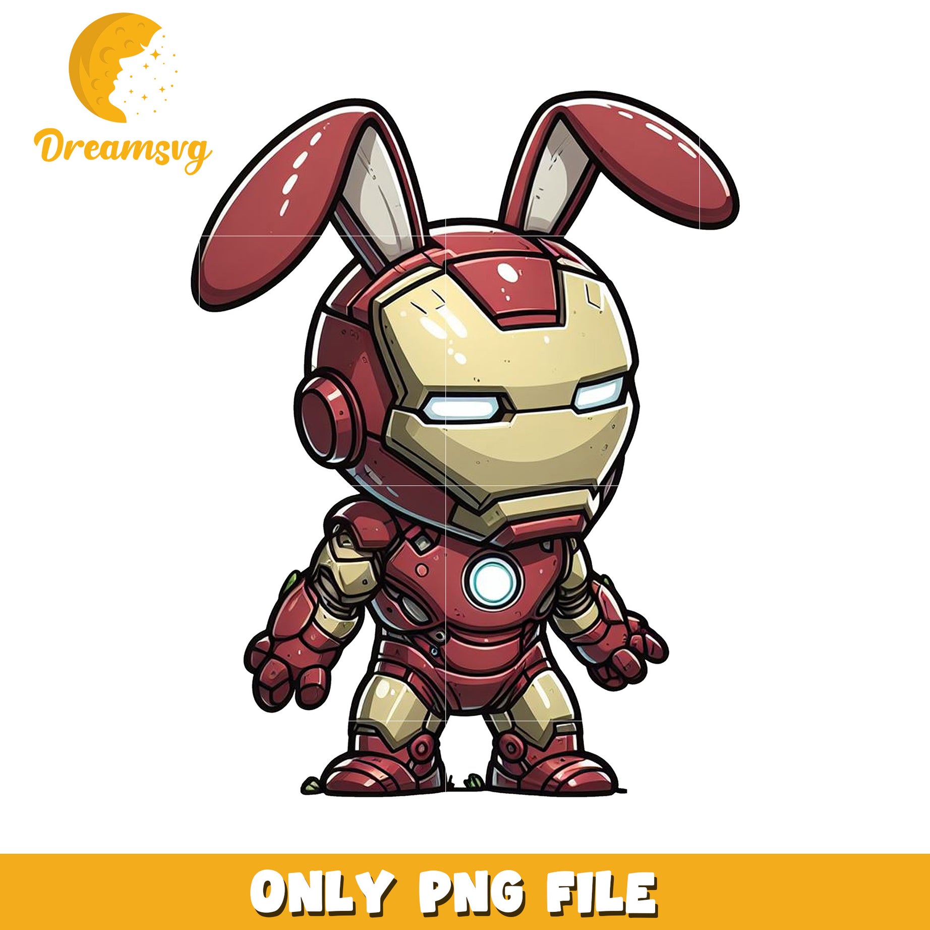 Cute Iron Bunny Character PNG File for Creative Projects