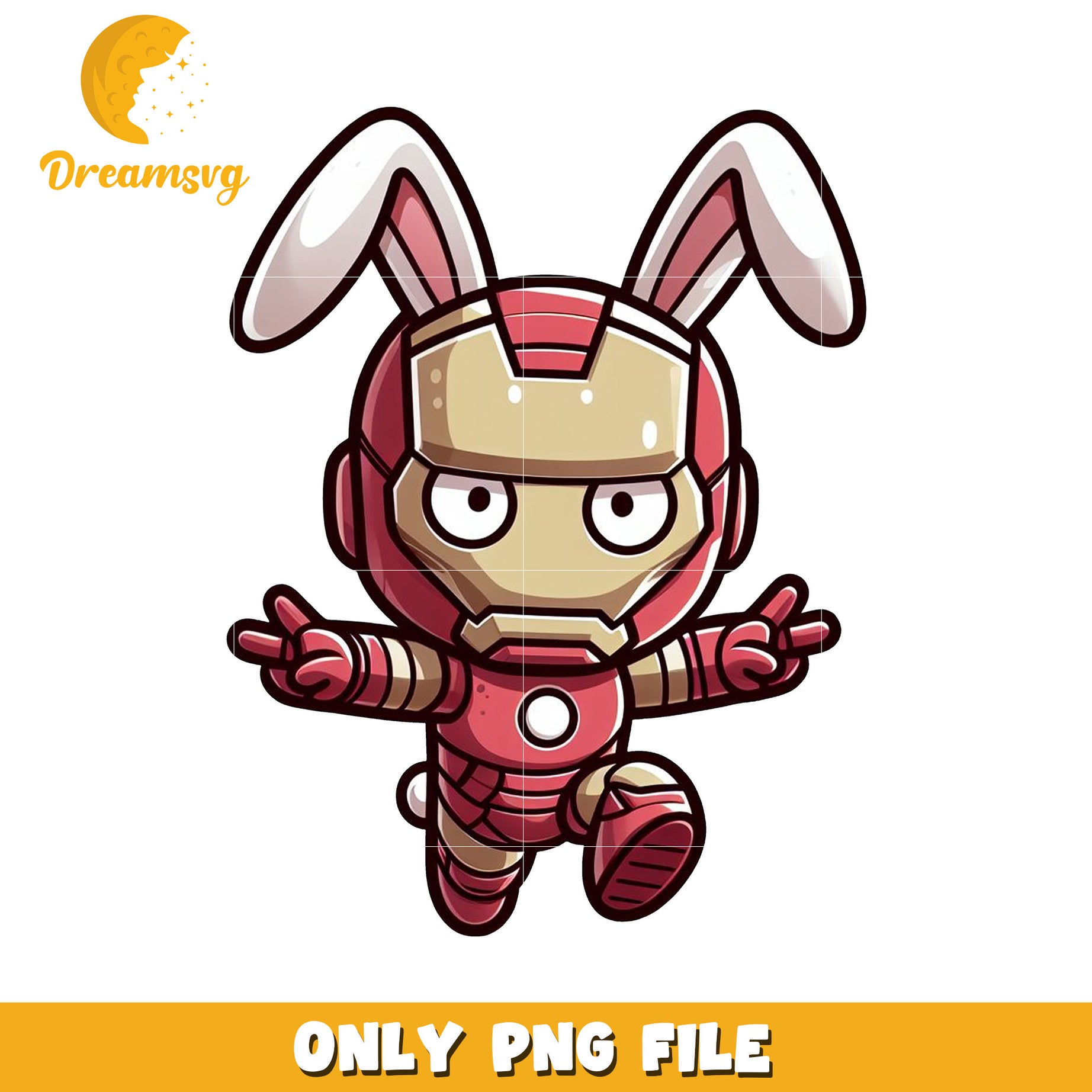 Cute Iron Bunny Character PNG File for Download and Use