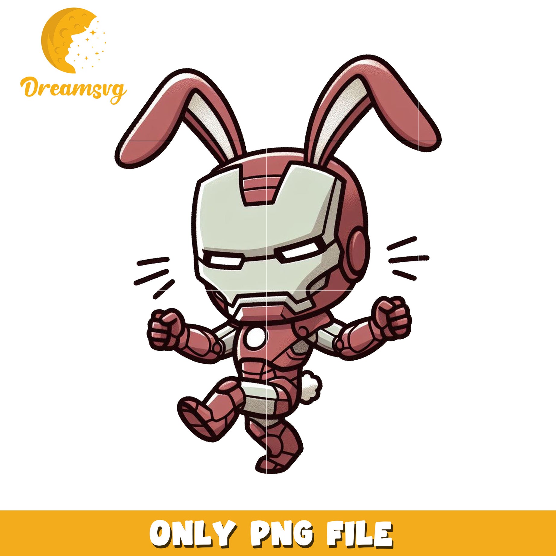 Cute Iron Bunny Character PNG File for Fun Designs Download