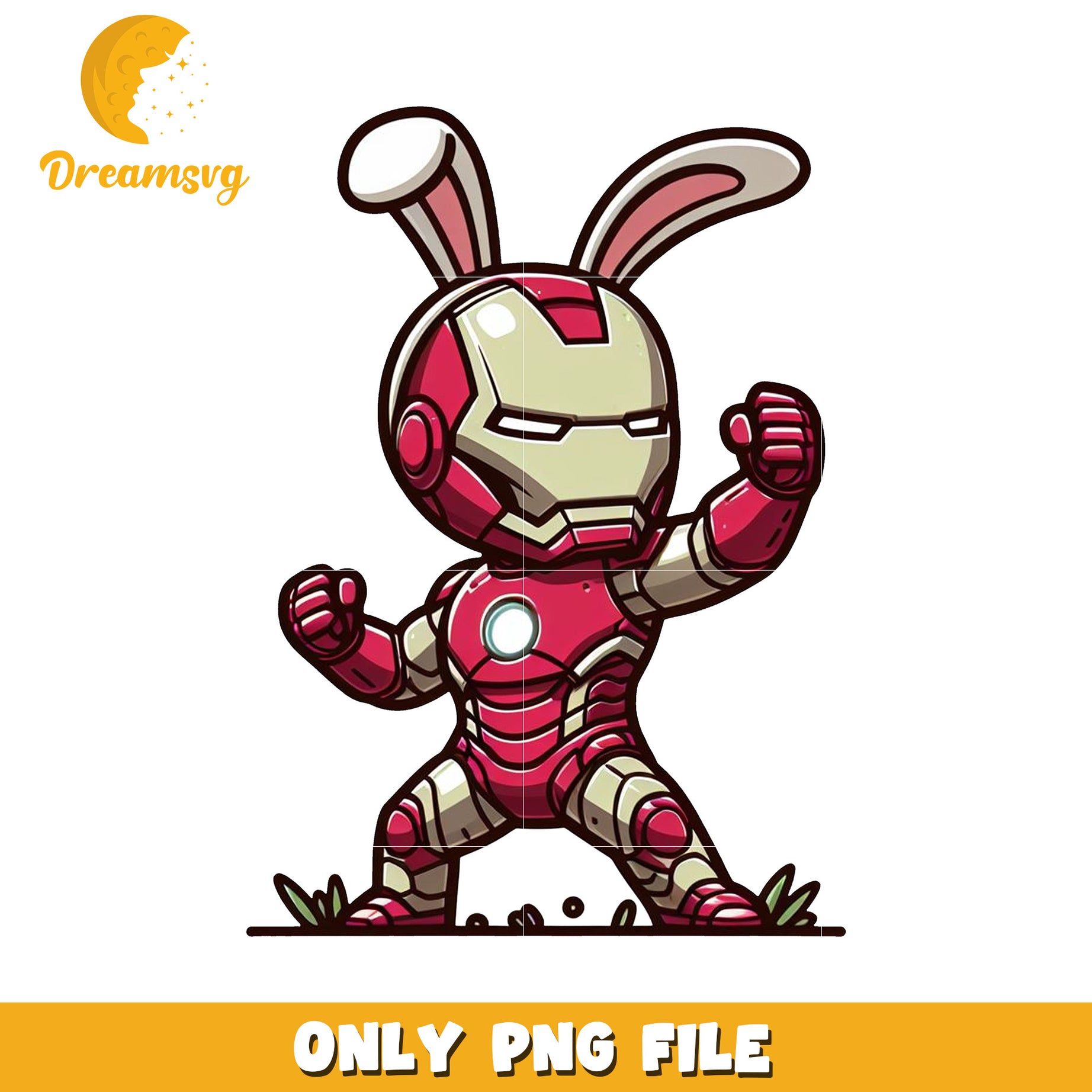 Cute Iron Bunny Character PNG for Fun Designs and Crafts