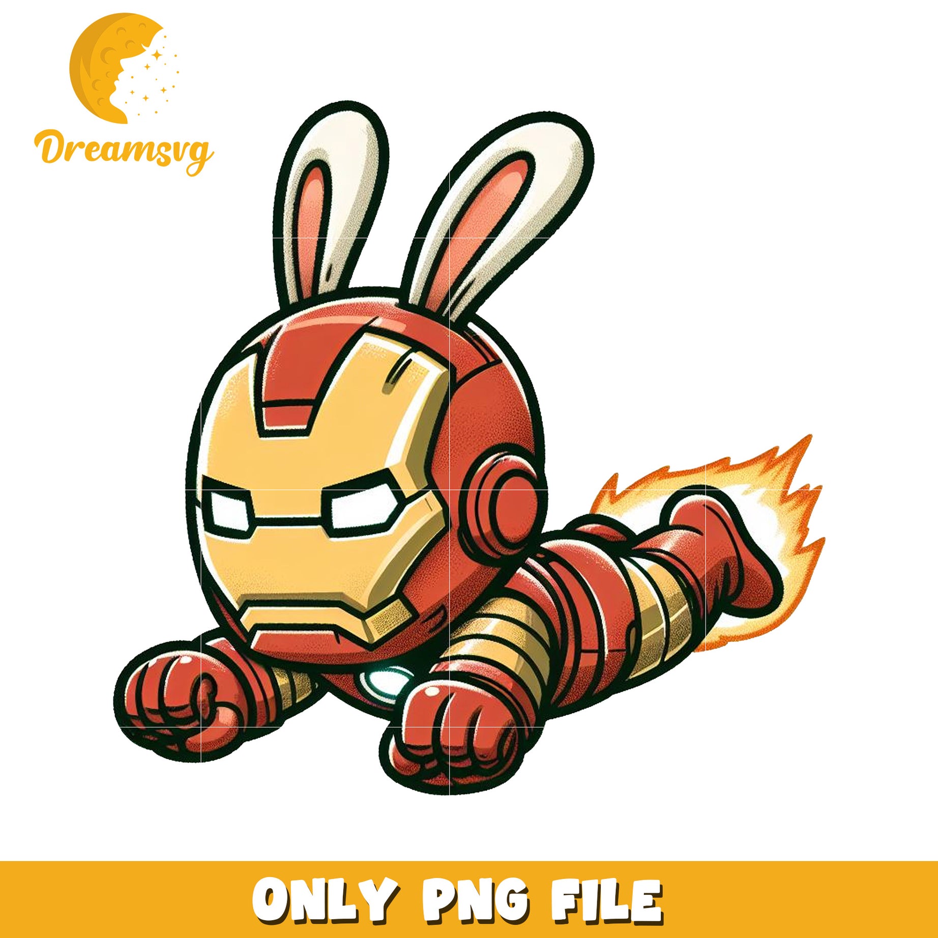 Cute Iron Bunny Superhero PNG File for Playful Designs