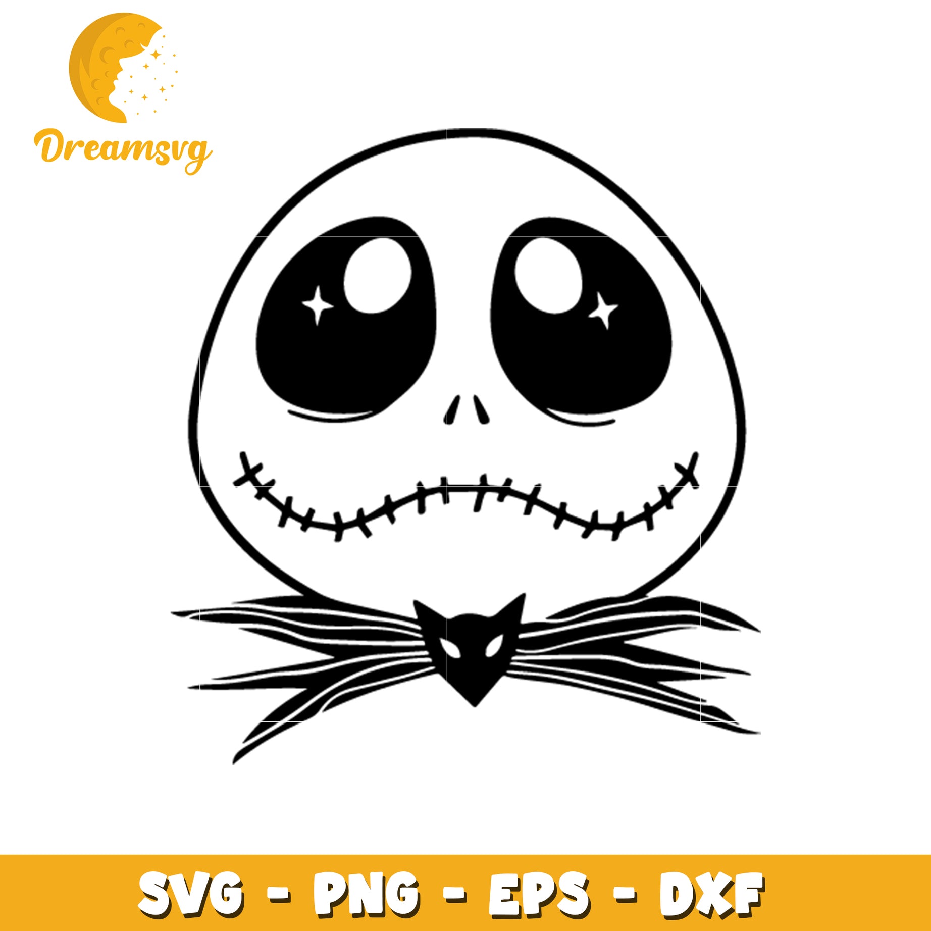 Cute Jack Skellington face svg, nightmare before christmas svg