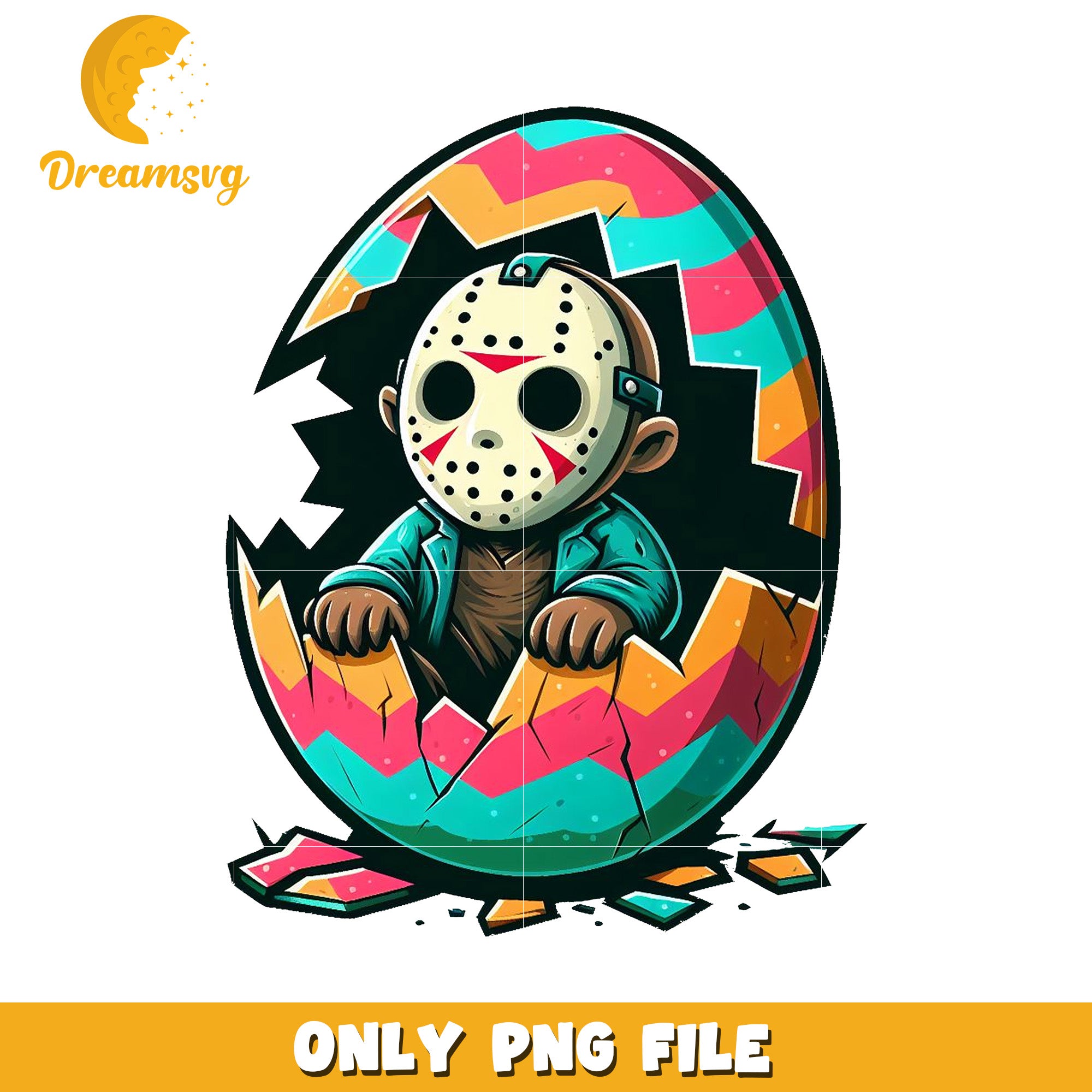 Cute Jason Inspired Character in Colorful Egg PNG File