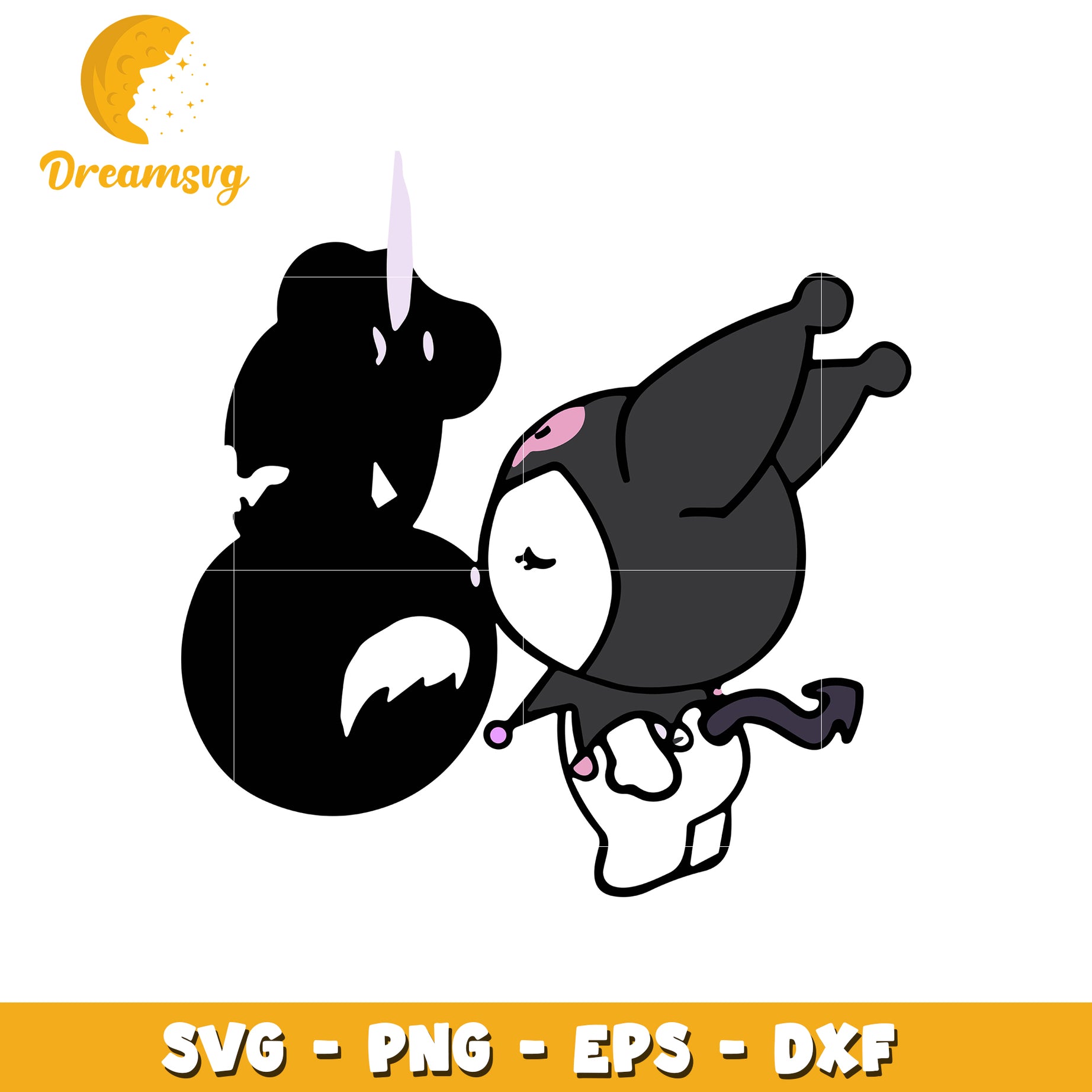 Cute Kawaii Character Unicorn Silhouette SVG for Crafts and Designs