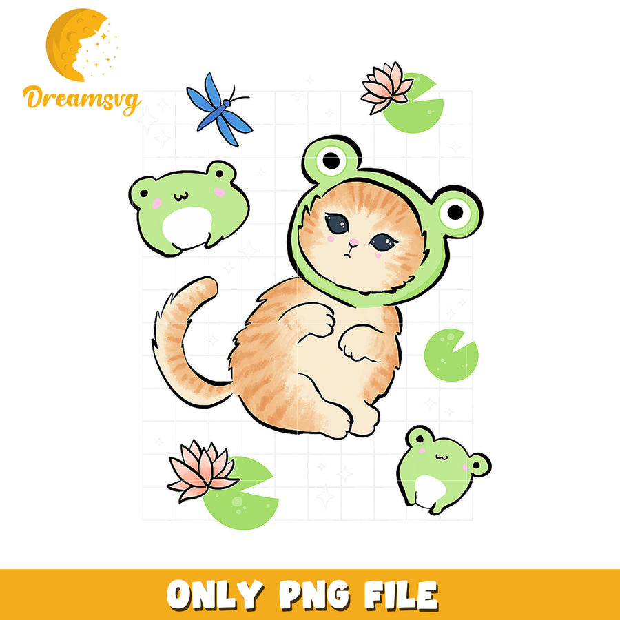 Cute Kitten Frog Costume PNG Download