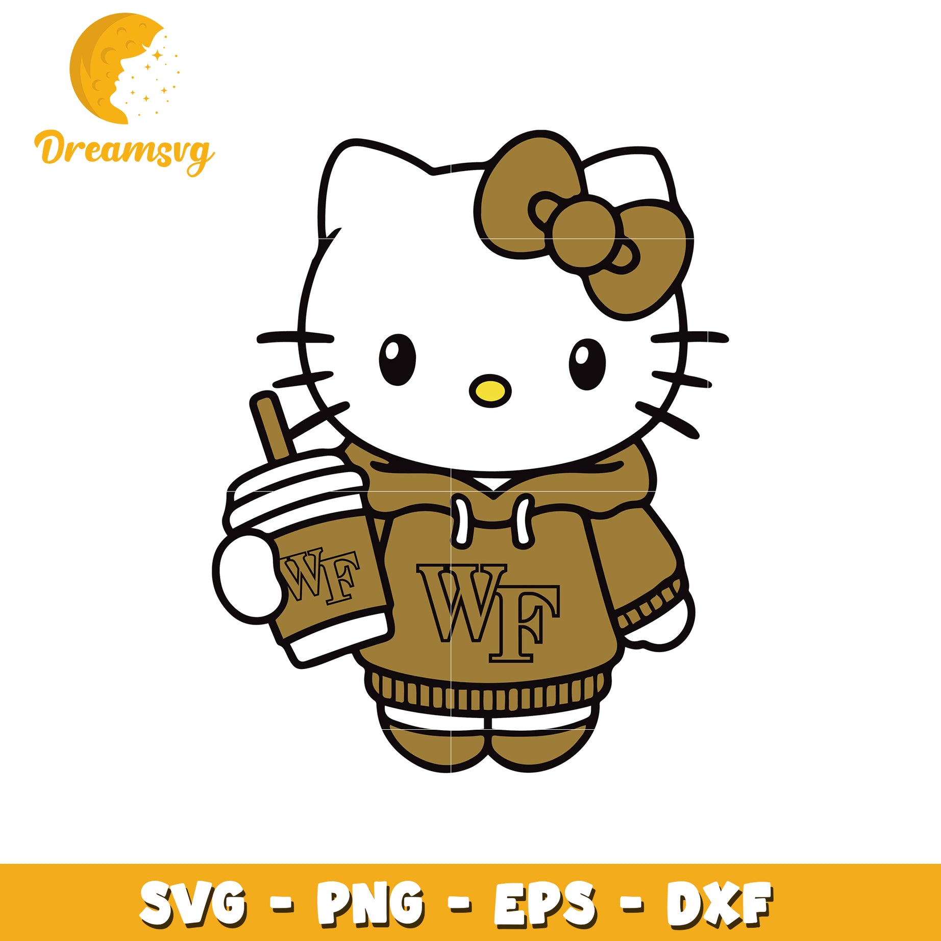 Cute Kitty SVG Design with Hoodie and Drink Motif