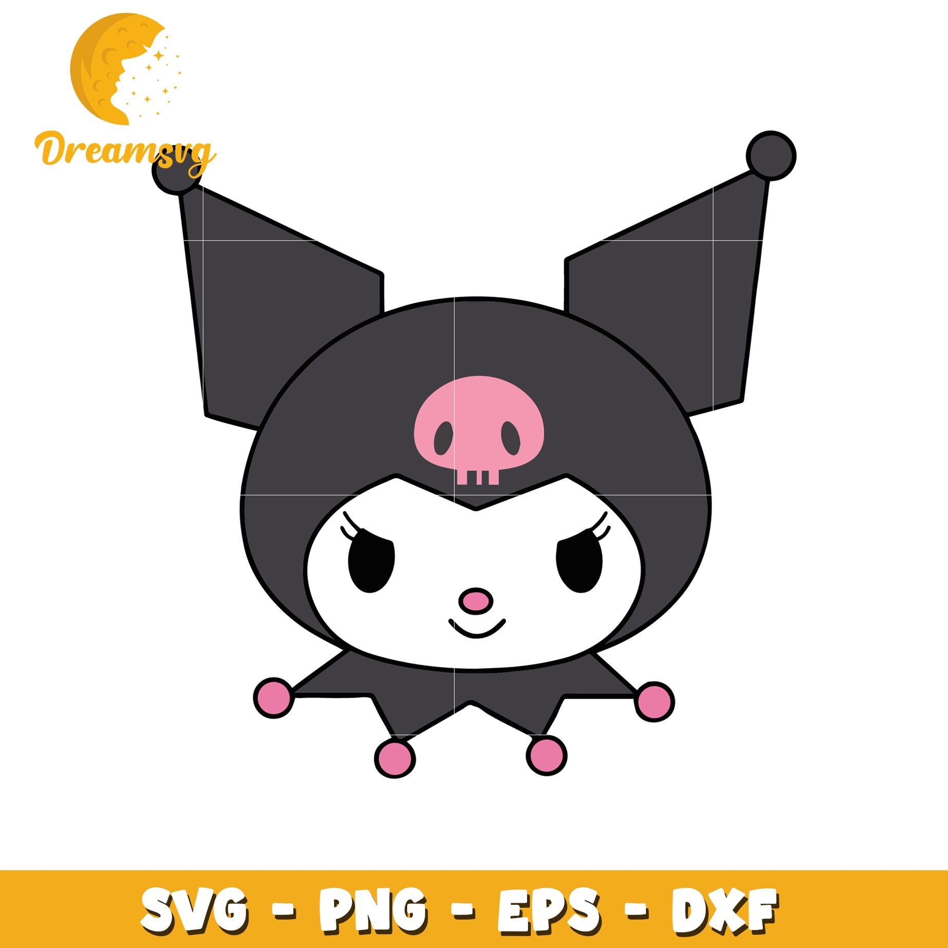 Cute Kuromi character face svg, kuromi svg, cartoon svg