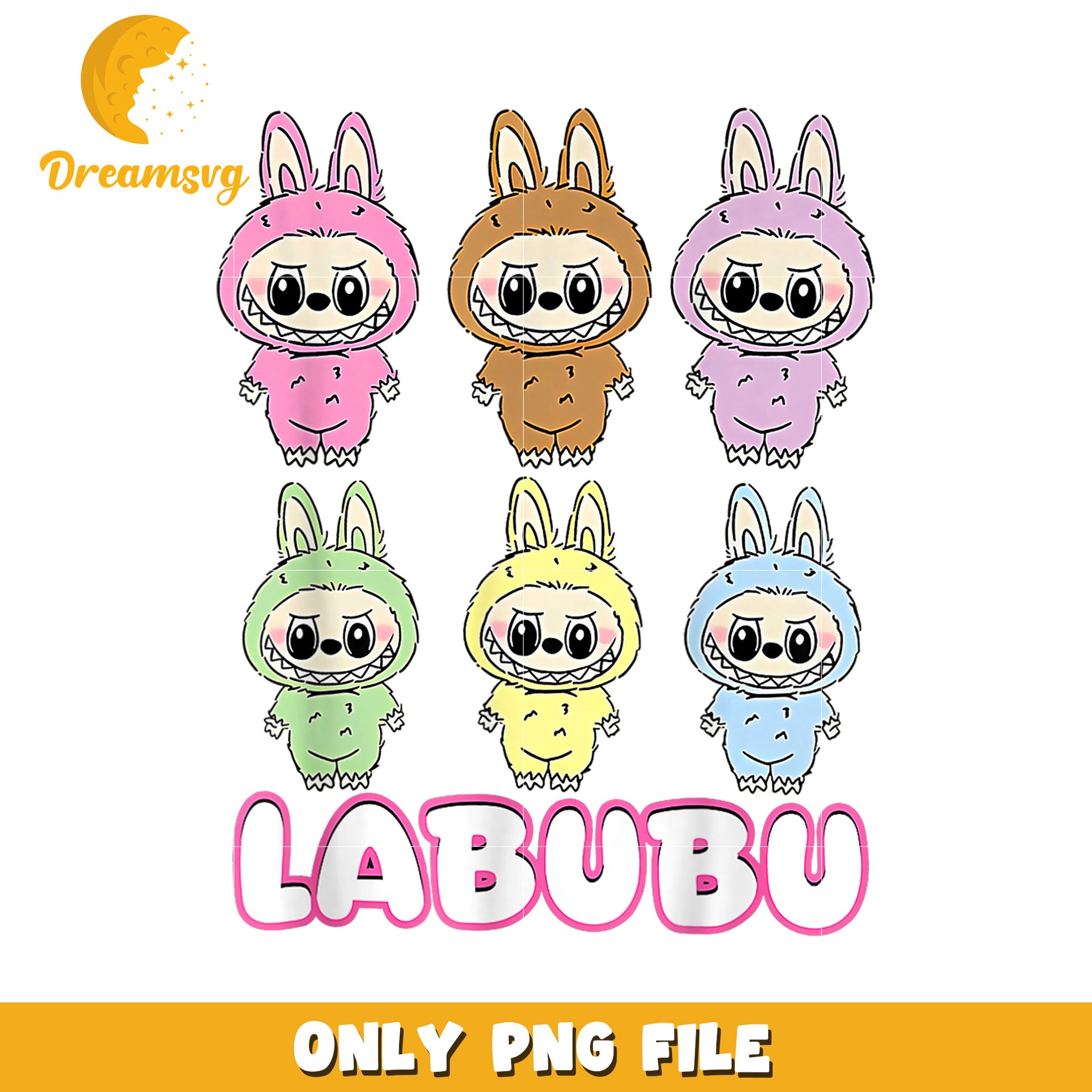 Cute Labubu Bunny Characters, Adorable PNG Files for Crafting Fun