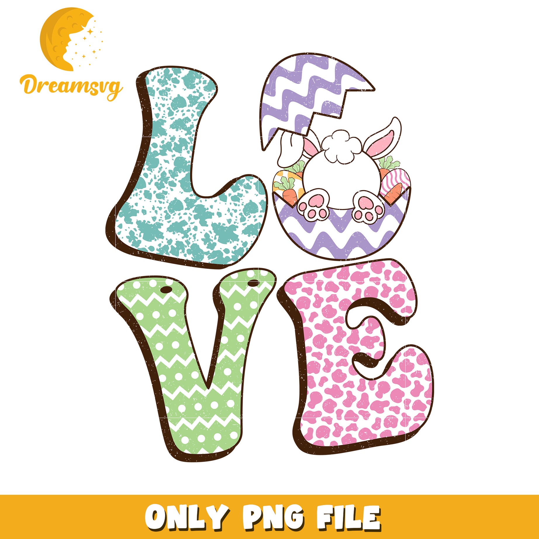 Cute Love Bunny Design for Easter Decor PNG Image