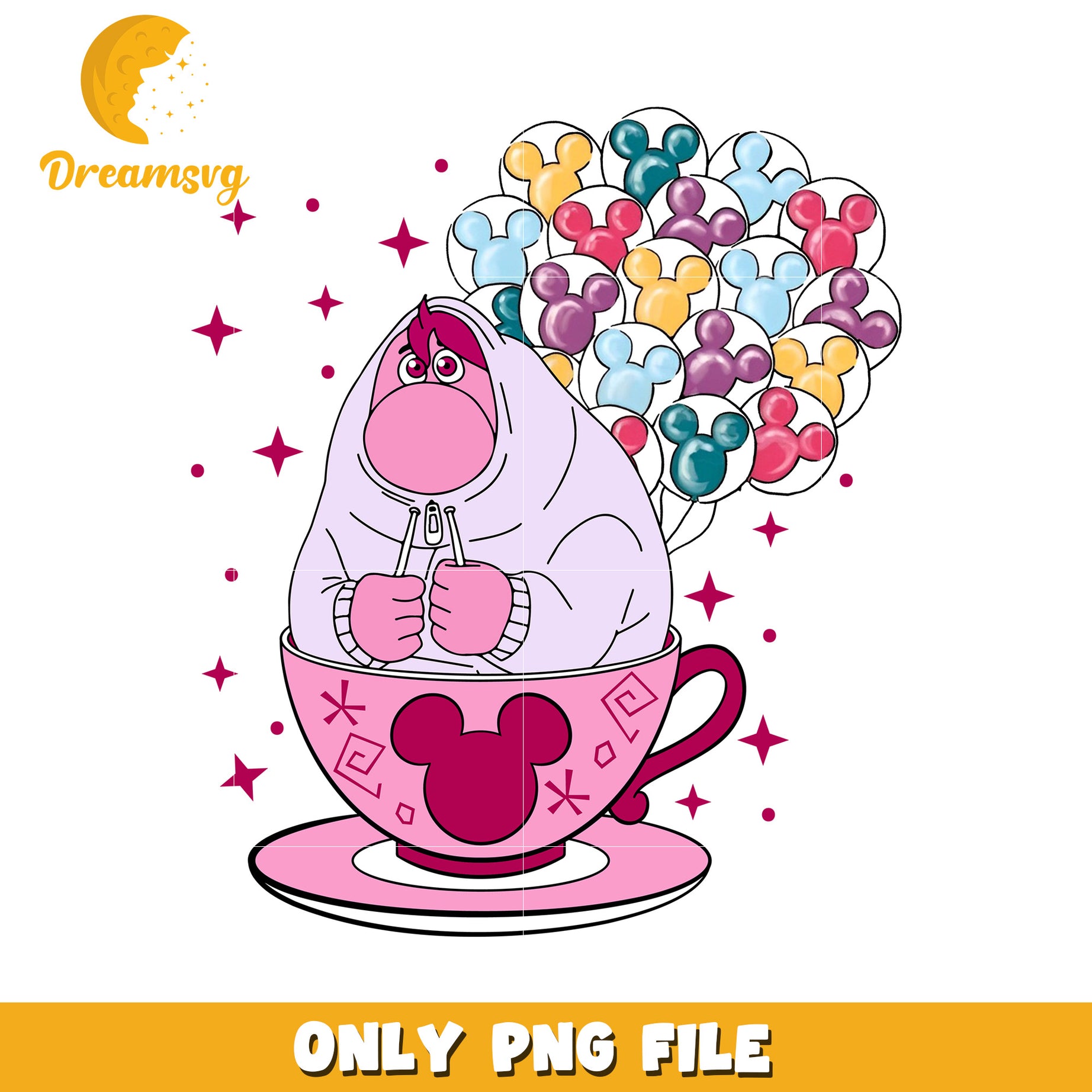 Cute Mickey Balloon Teacup PNG