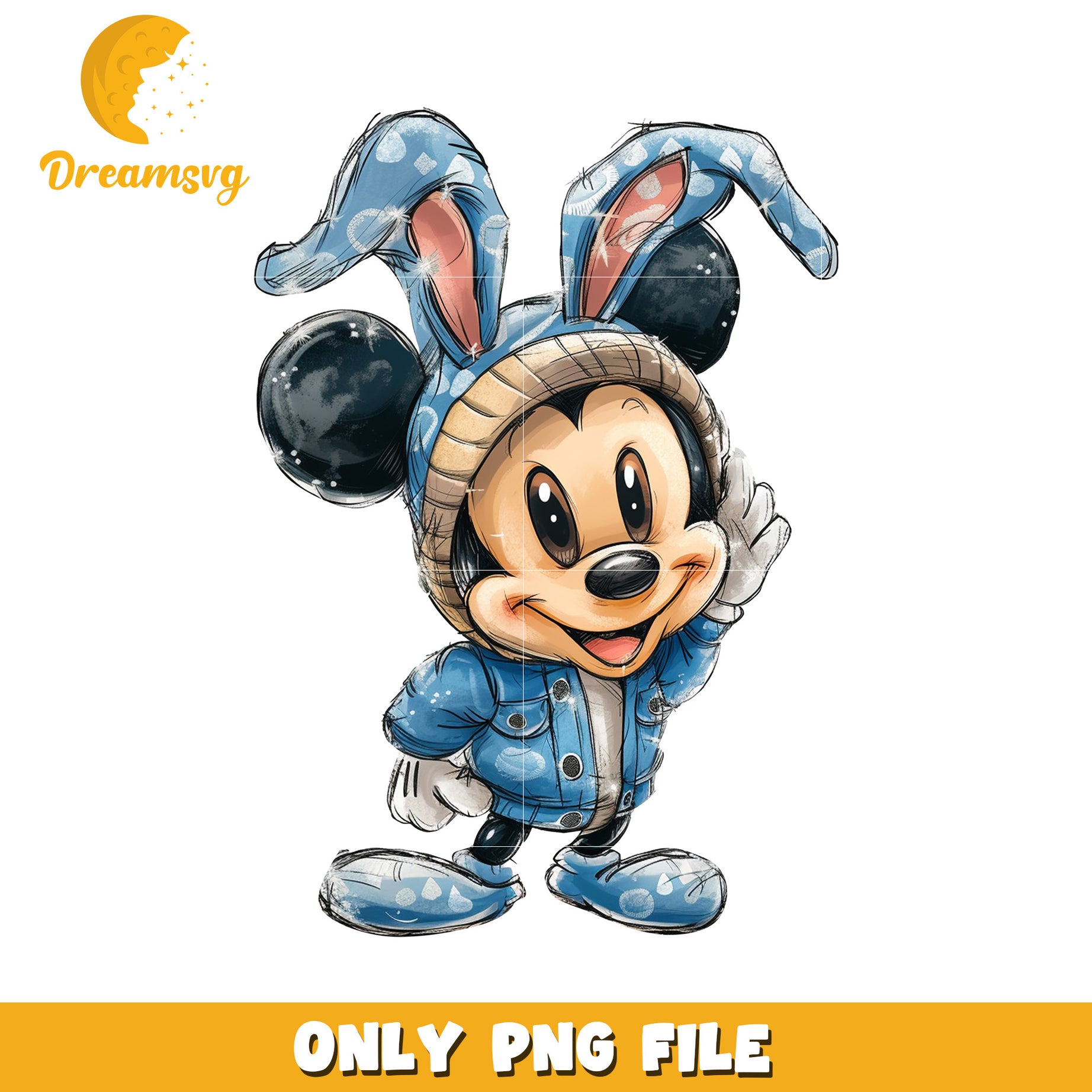 Cute Mickey Mouse PNG Bunny Outfit