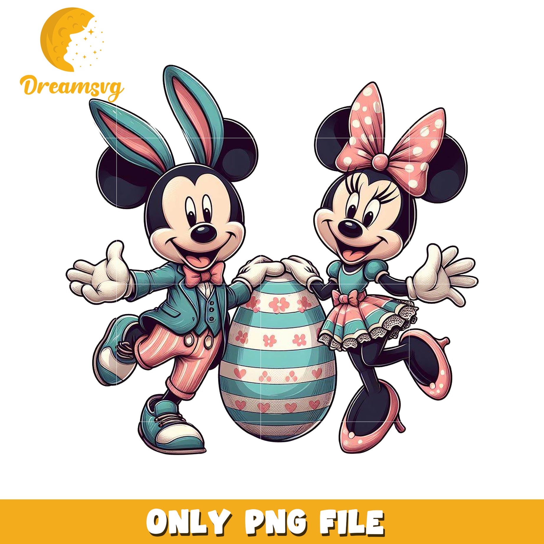 Cute Mickey and Minnie Easter PNG for Spring Decor