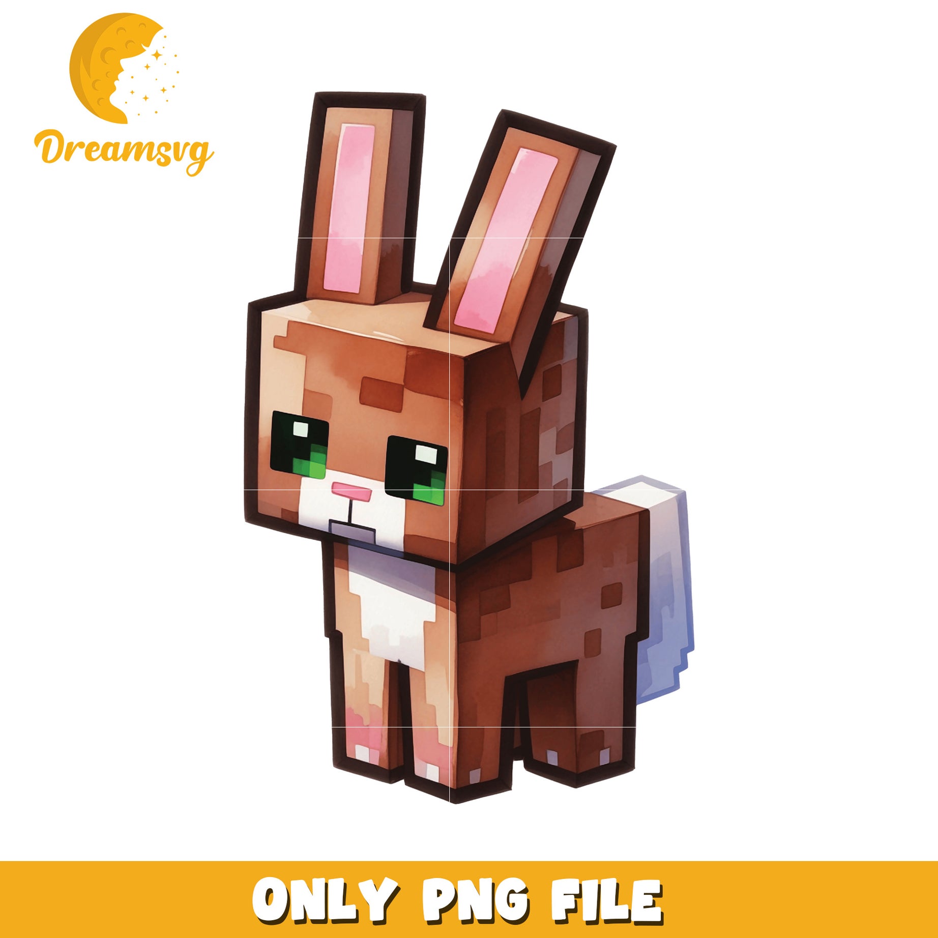 Cute Minecraft Rabbit PNG Design, Downloadable Graphic File