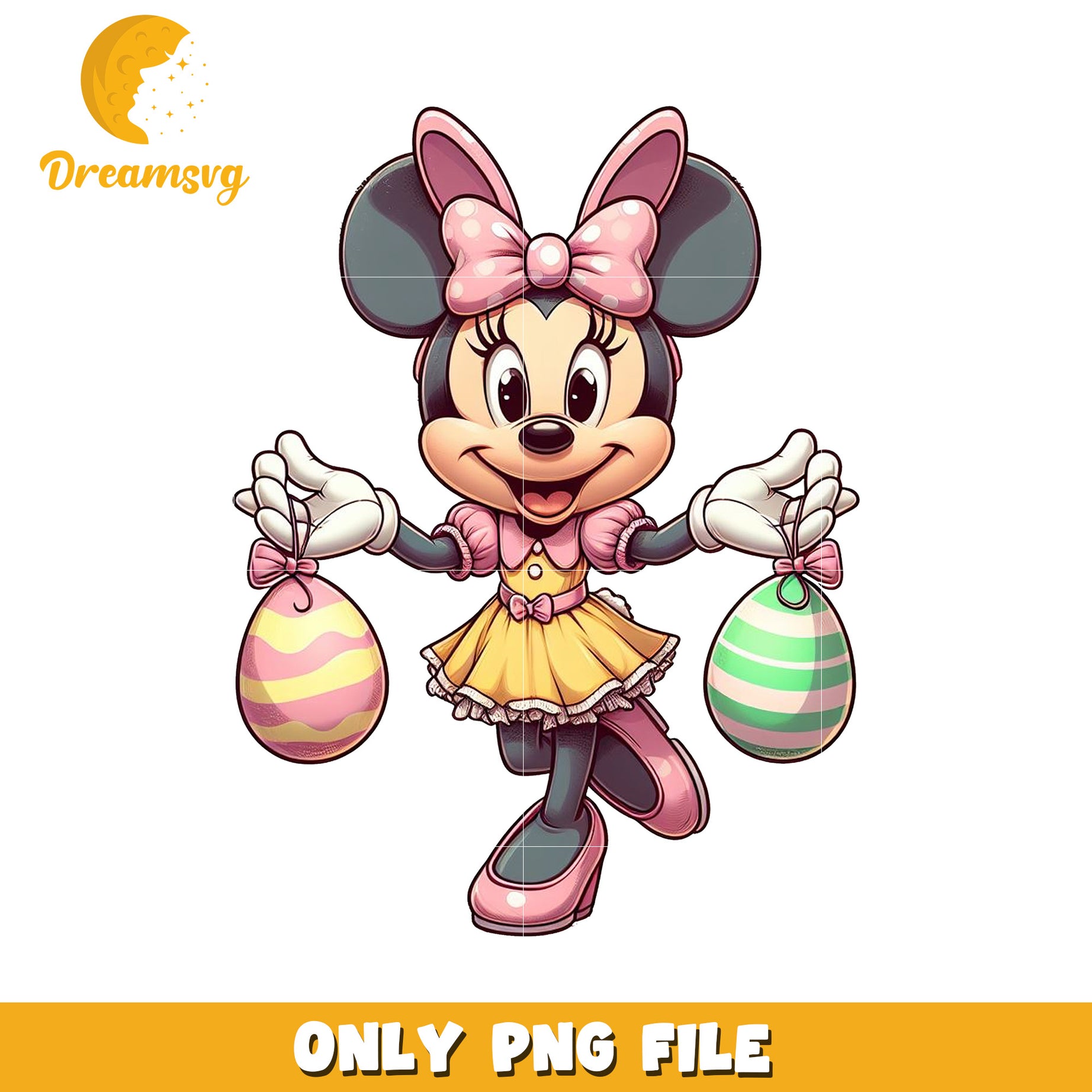 Cute Minnie Mouse Holding Easter Eggs PNG Image Download