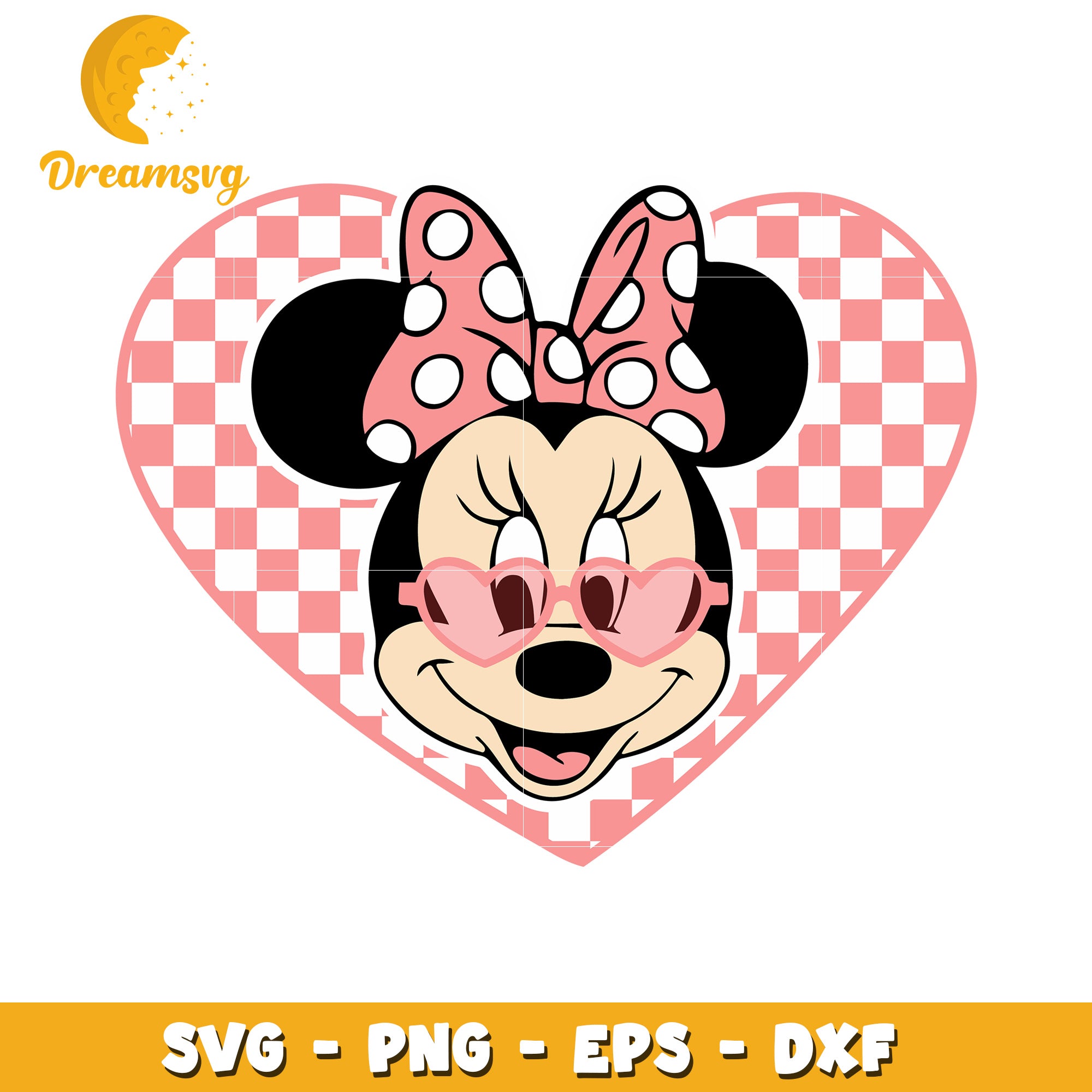 Cute Minnie Mouse SVG in Heart with Pink Shades Design File