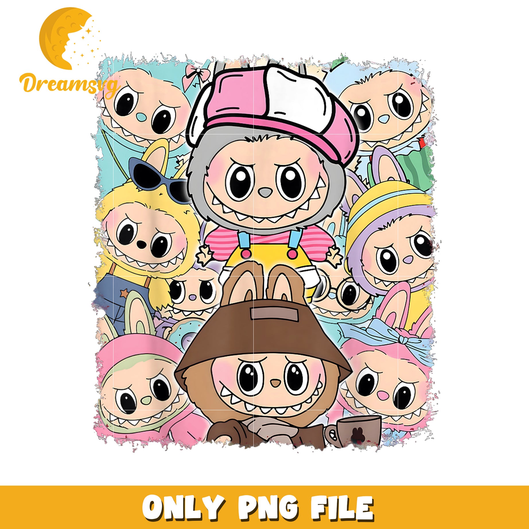 Cute Monster PNG, Cartoon Characters, Digital Download