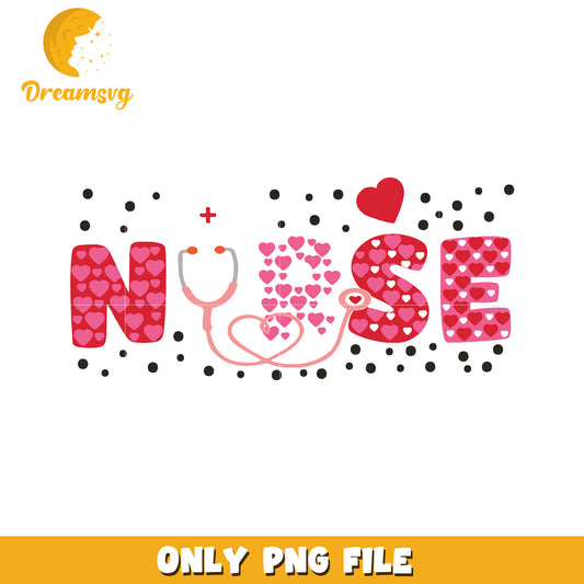 Cute Nurse Design with Hearts Stethoscope PNG File
