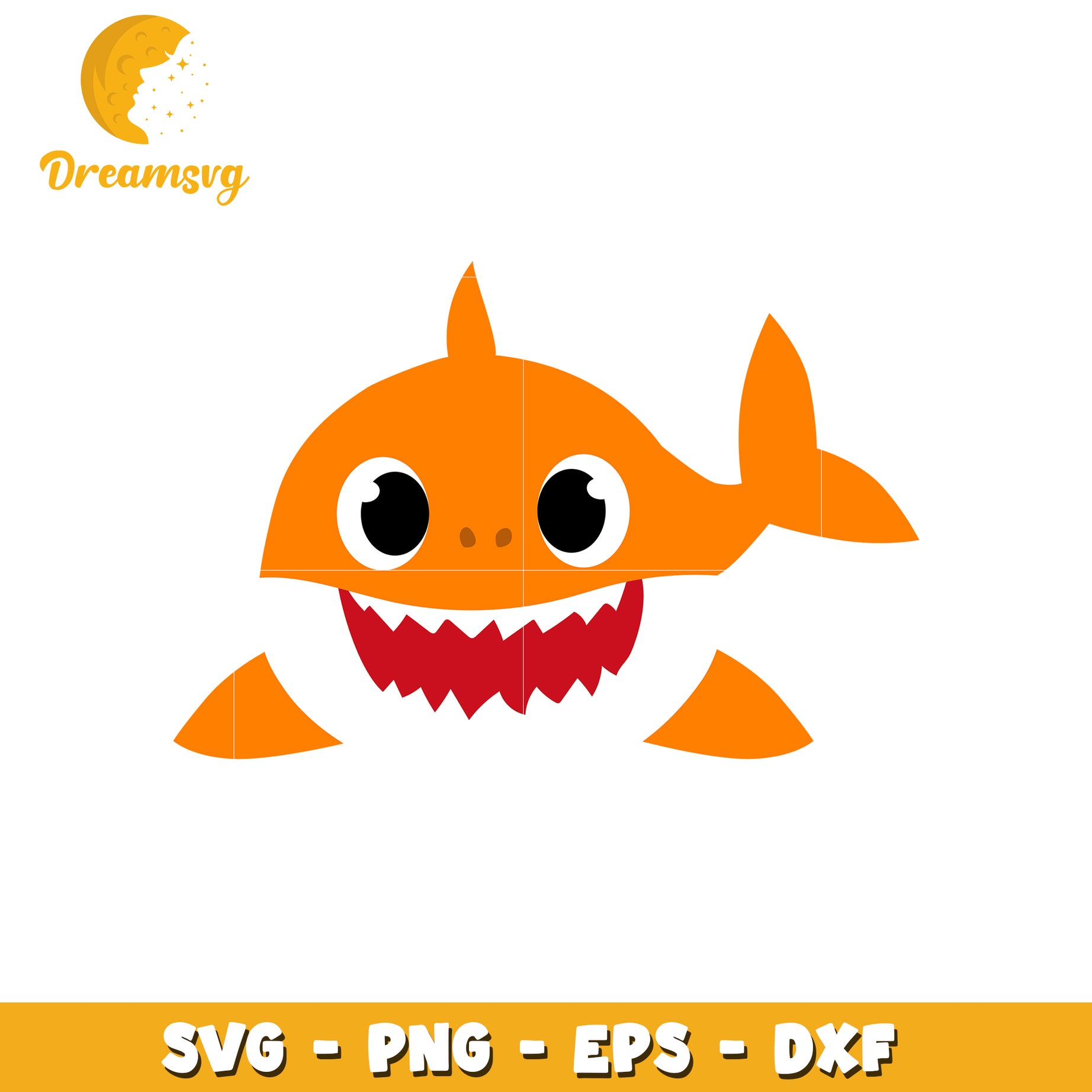 Cute Orange Baby Shark SVG PNG EPS DXF